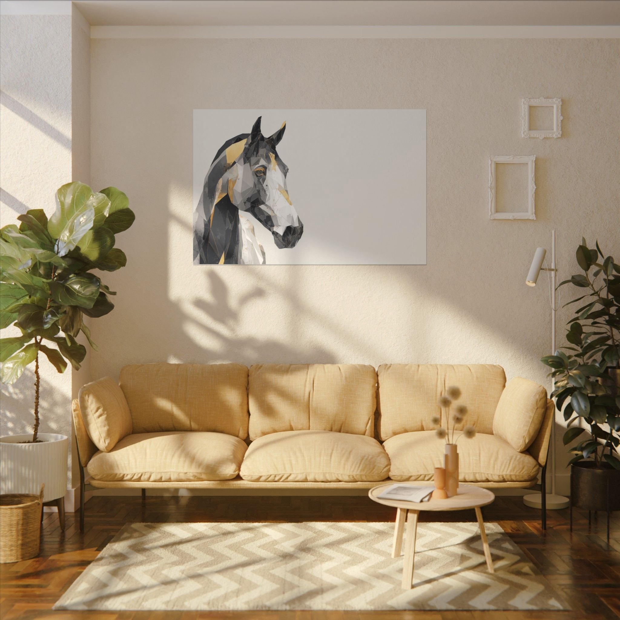 Geometric Equine Elegance: Polygonal Horse Portrait, Modern Digital Art, Metallic Cubist Interpretation   |  Personalized & Custom Orders