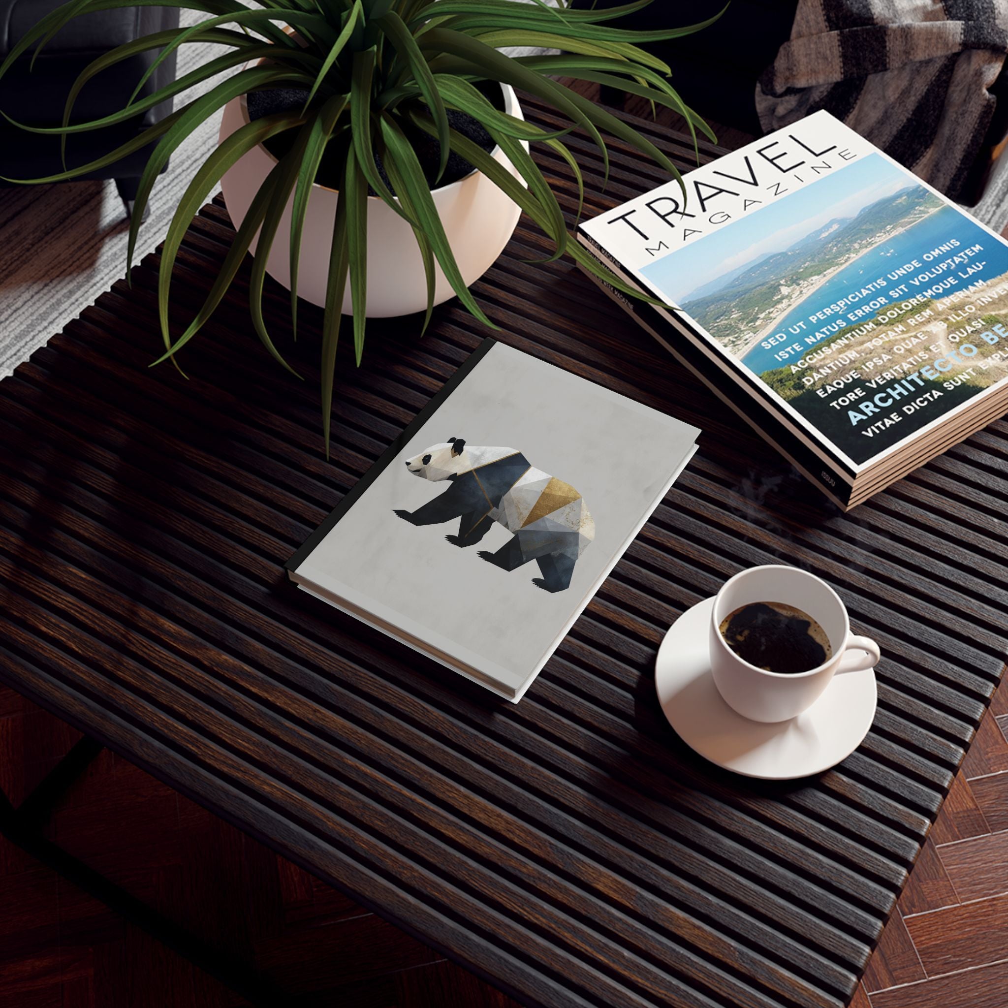 Personalized Journal    |  Polygon Panda: Geometric Wildlife Art, Low-Poly Design, Modern Abstract Animal Portrait