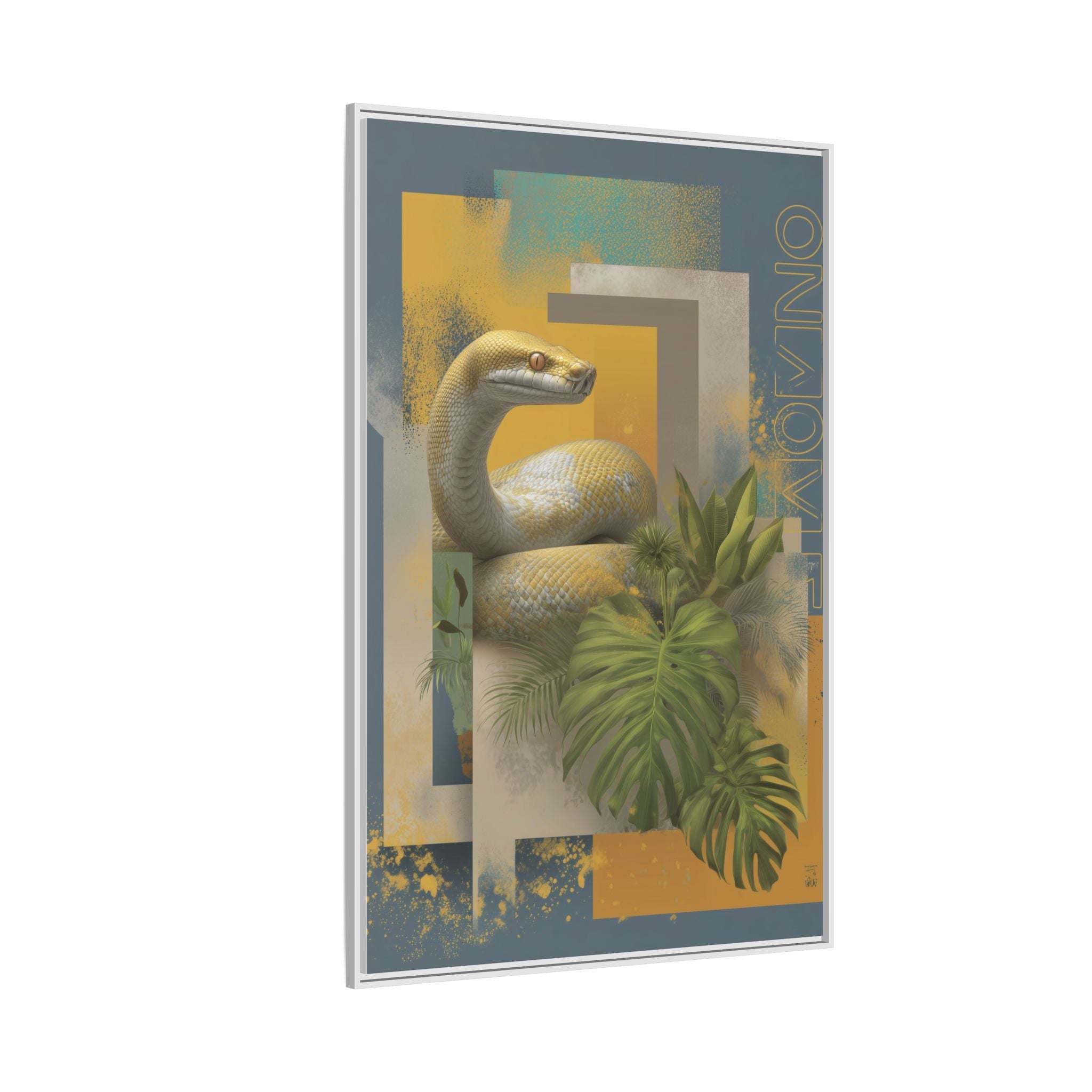 Serpent in Geometry: Tropical Albino Snake Portrait, Modern Botanical Illustration   |    Custom Orders Available