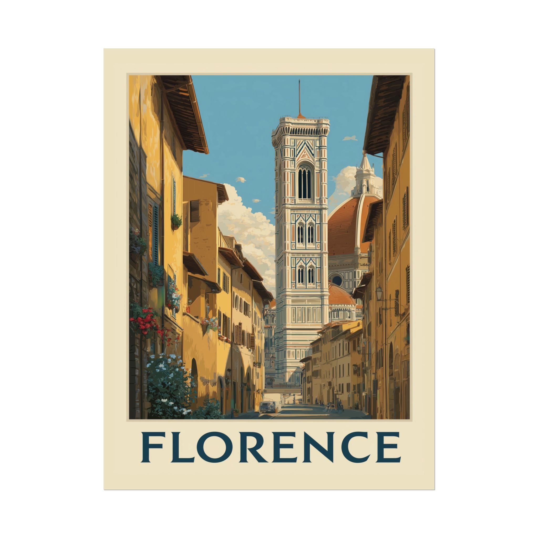 Florentine Reverie: Vintage Travel Poster of Italy, Renaissance Cityscape   |    Custom Orders Available