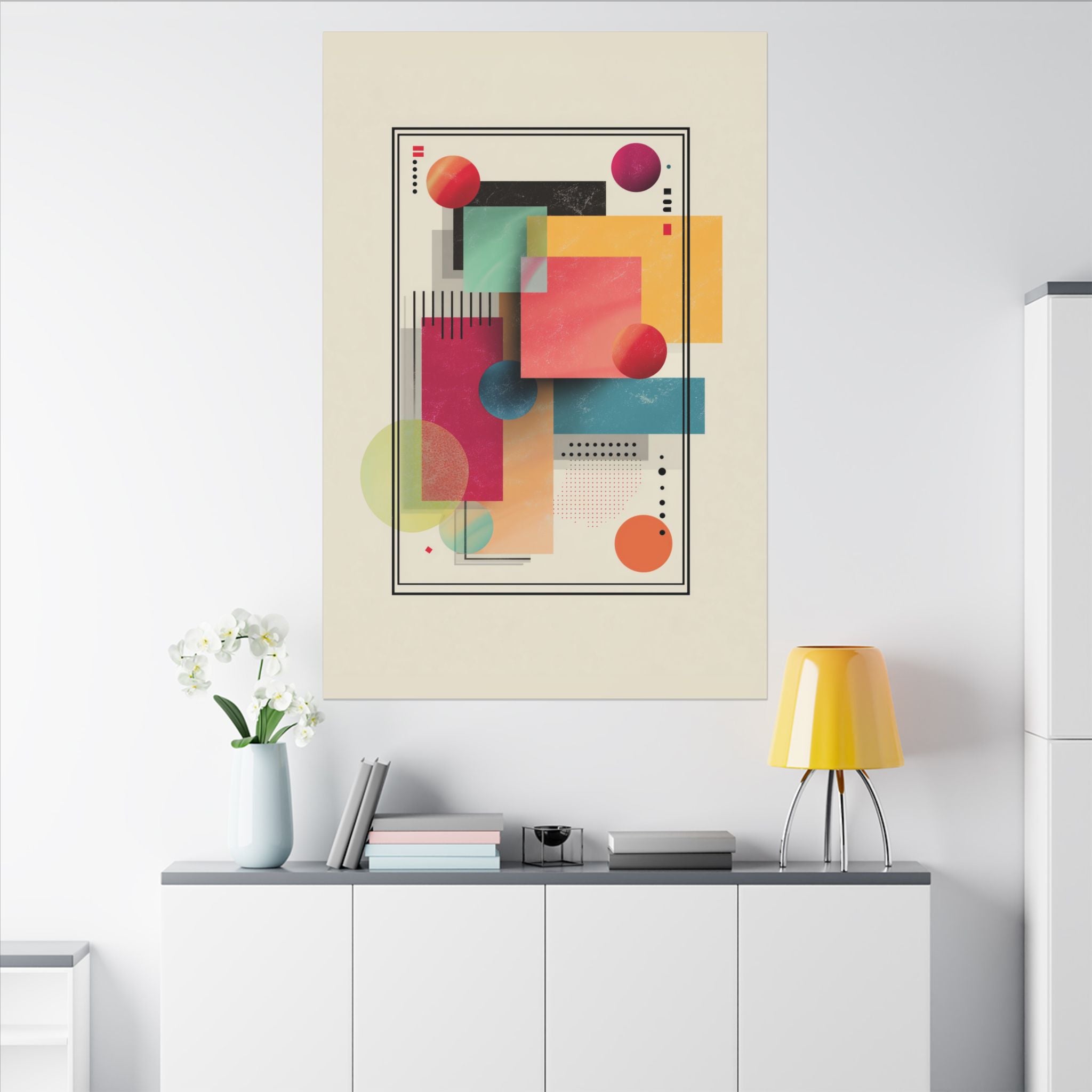 Geometric Dynamism: Bauhaus Abstraction, Translucent Shapes, Modernist Composition   |   Custom Orders Accepted