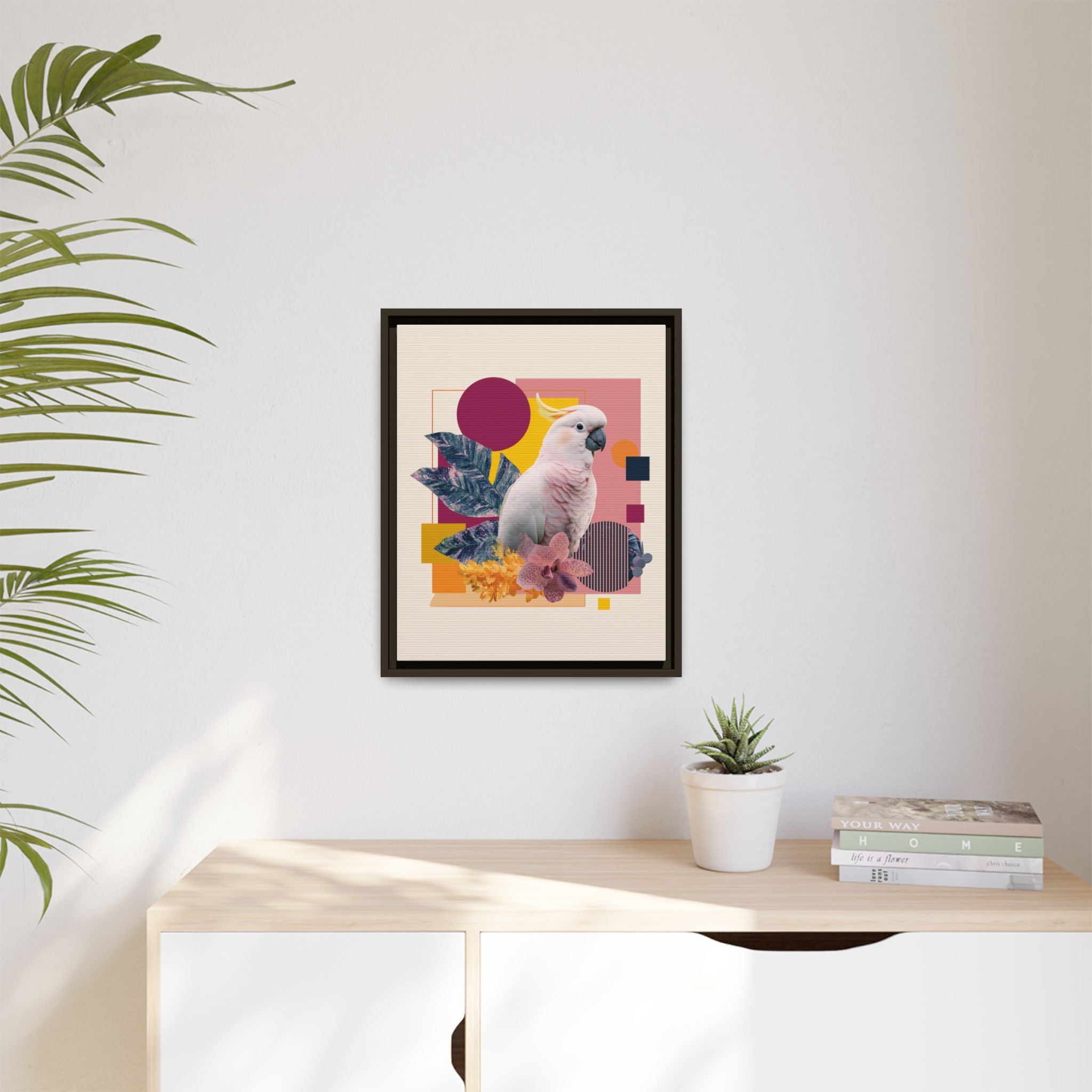 Cockatoo in Geometric Paradise: Tropical Avian Design, Modern Abstract Art   |    Custom Orders Available