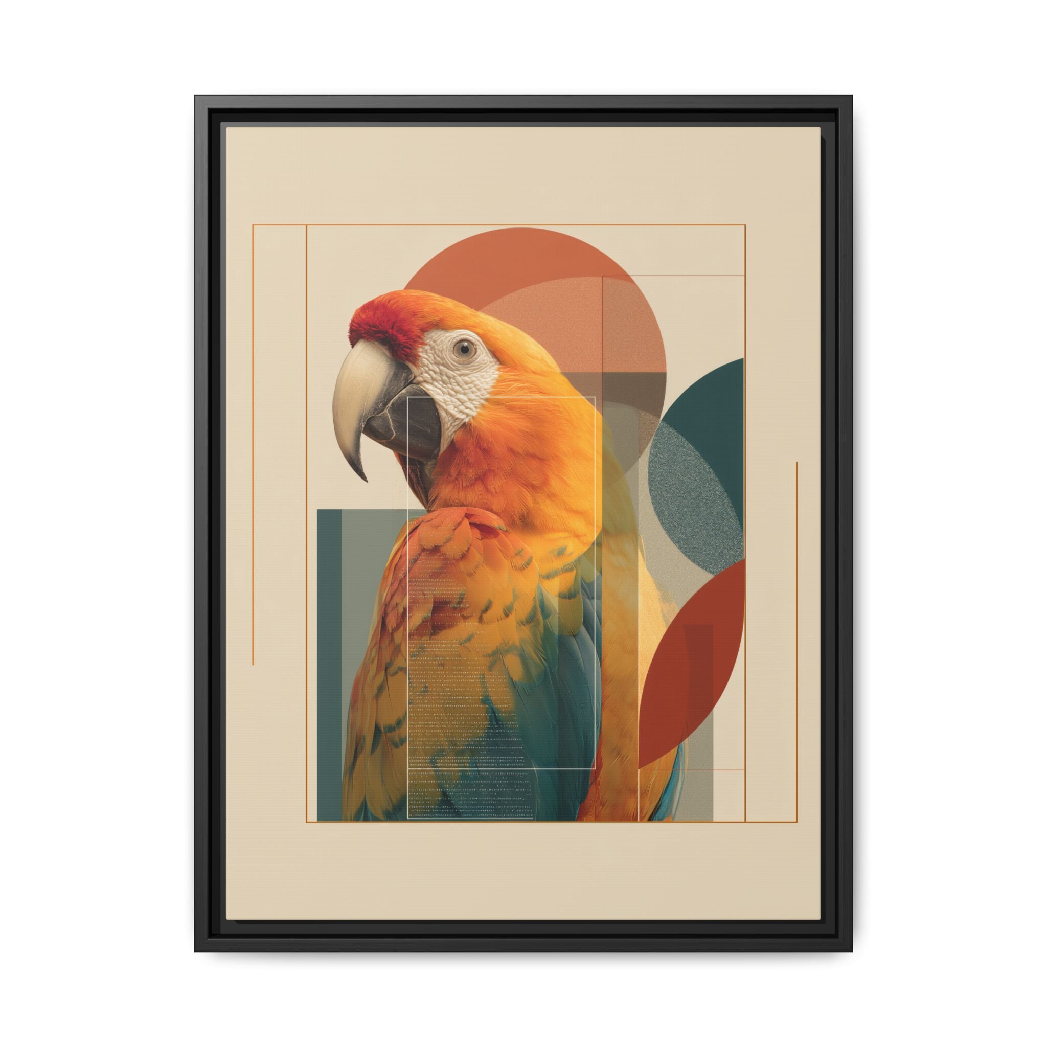 Macaw Geometry: Vibrant Avian Portrait, Modernist Graphic Design   |  Personalized & Custom Orders Available