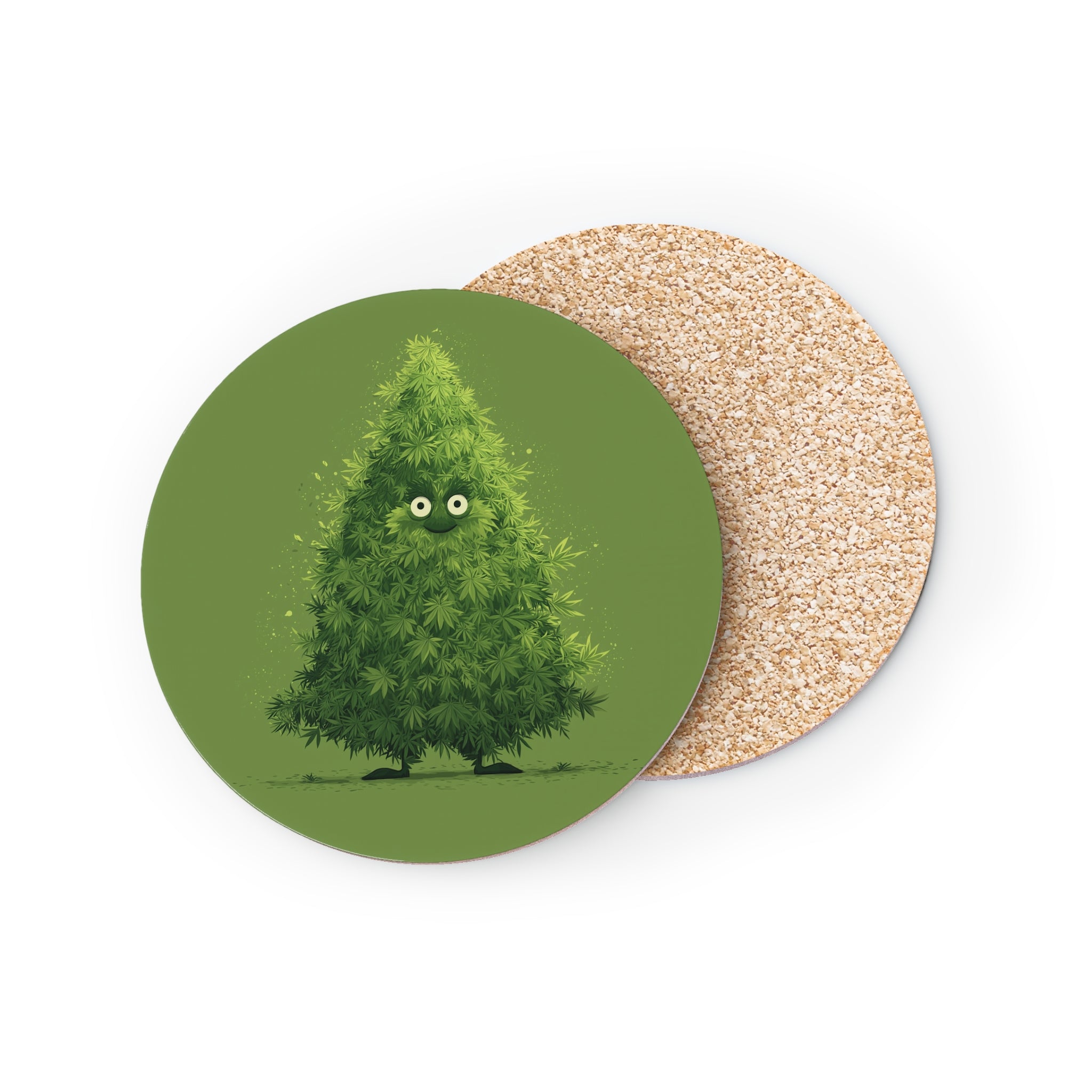 Whimsical Cute Marijuana Bud Christmas Tree Coasters | Cozy Home Decor, Eco-Friendly Coasters, Stoner Gift, Coffee Table Accessory