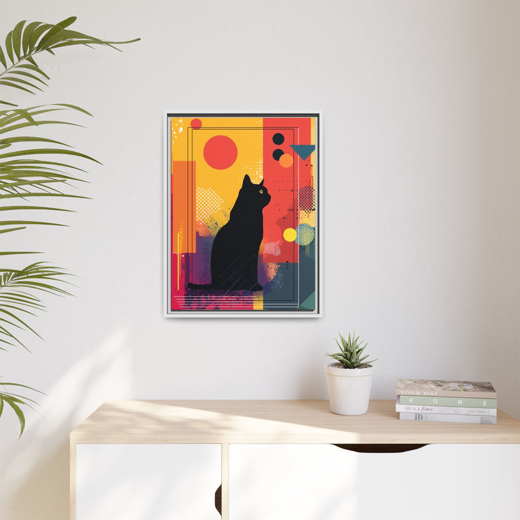 Feline Geometry Framed Print: Abstract Cat Silhouette, Retro Digital Design   |  Personalized & Custom Orders Available