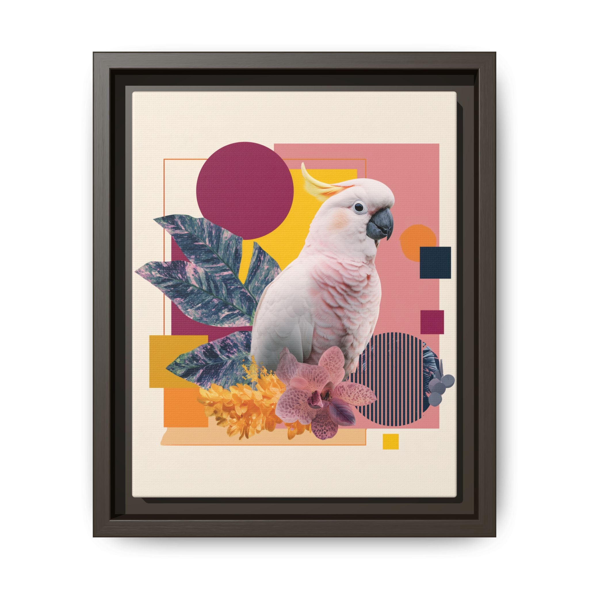 Cockatoo Geometric Framed Print : Tropical Digital Collage, Modern Abstract Design   |  Personalized & Custom Orders Available