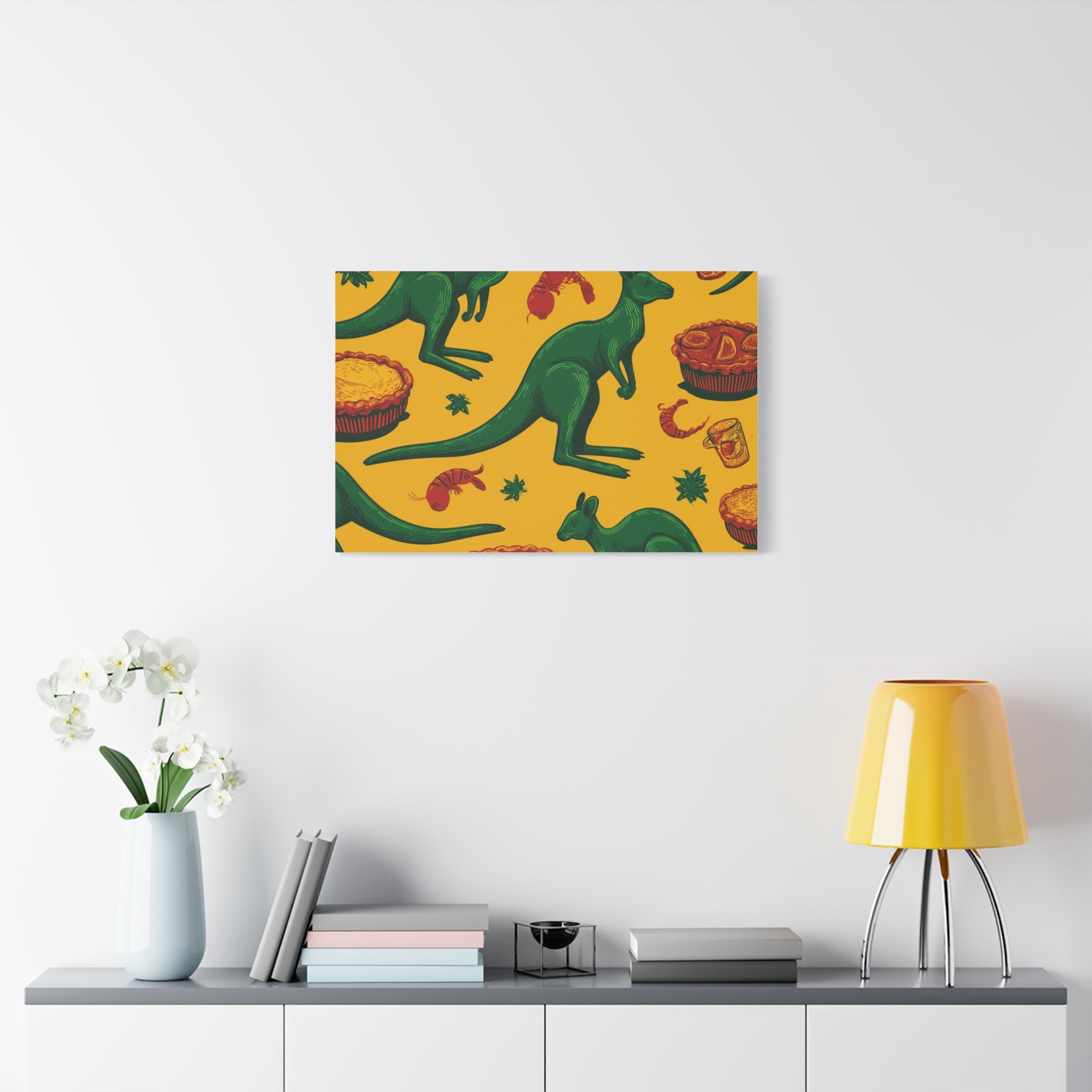 Kangaroo Canvas Wall Art, Vibrant Animal Decor, Unique Gift for Nature Lovers, Fun Kitchen Wall Hanging, Australian Themed Art