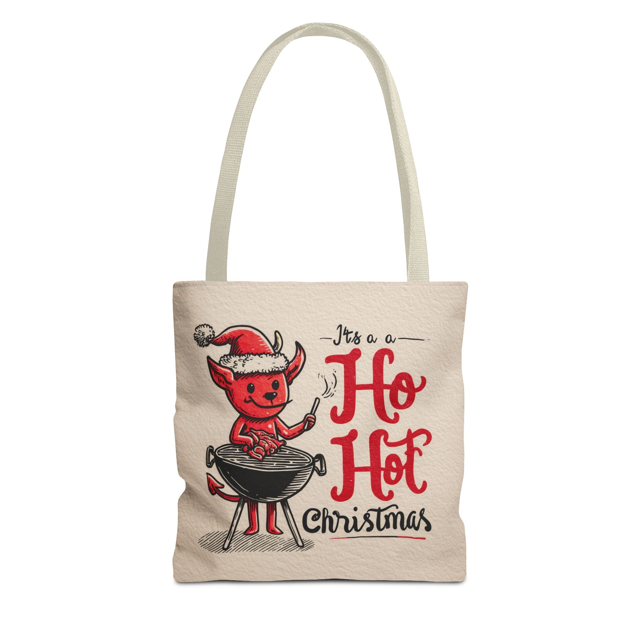 Hot Christmas Tote Bag, Festive Gift Bag, Holiday Shopping Tote, BBQ Lover's Tote, Fun Winter Accessory