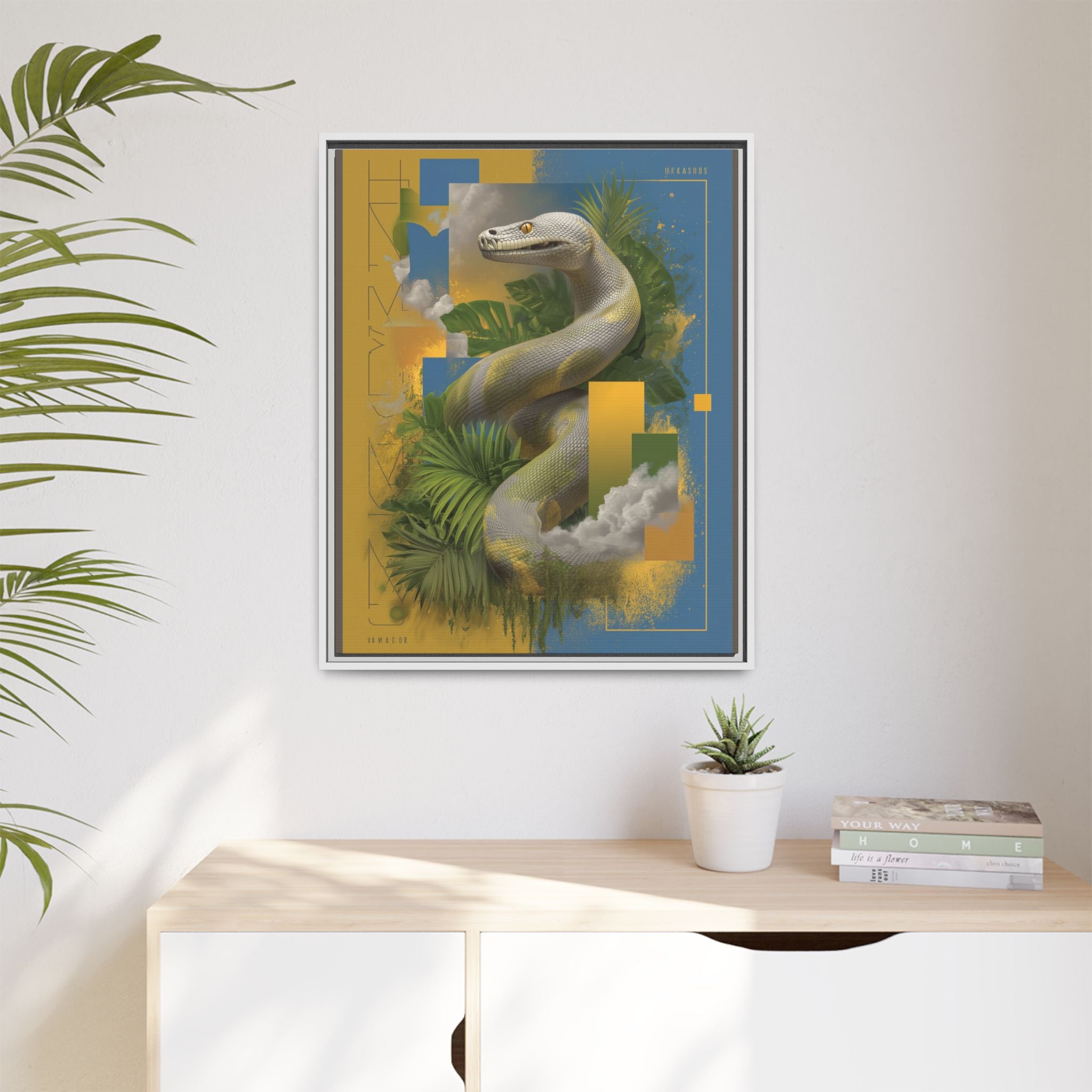 Serpent of Surreal Geometries: Tropical Hyperrealism, Digital Snake Illustration   |    Custom Orders Available