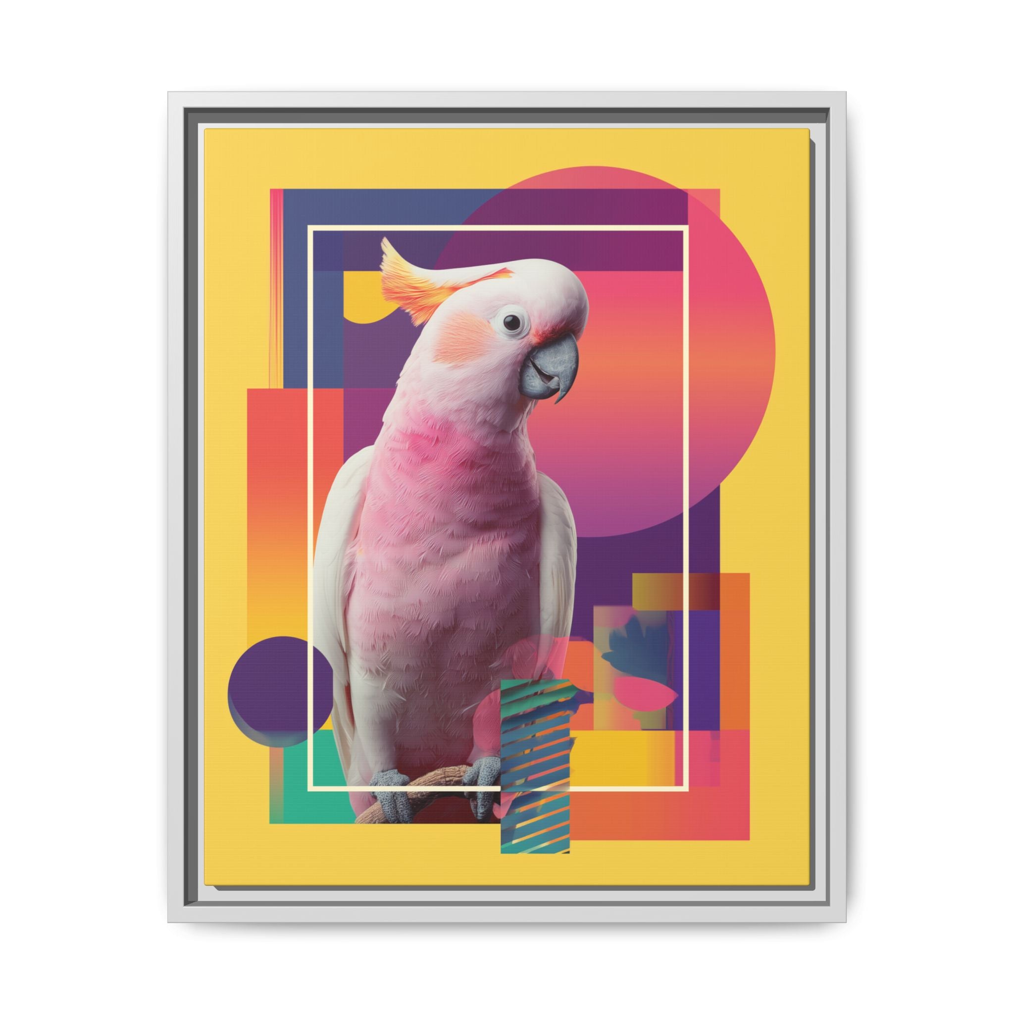 Geometric Cockatoo Composition: Moluccan Parrot Portrait, Modern Abstract Design   |    Custom Orders Available