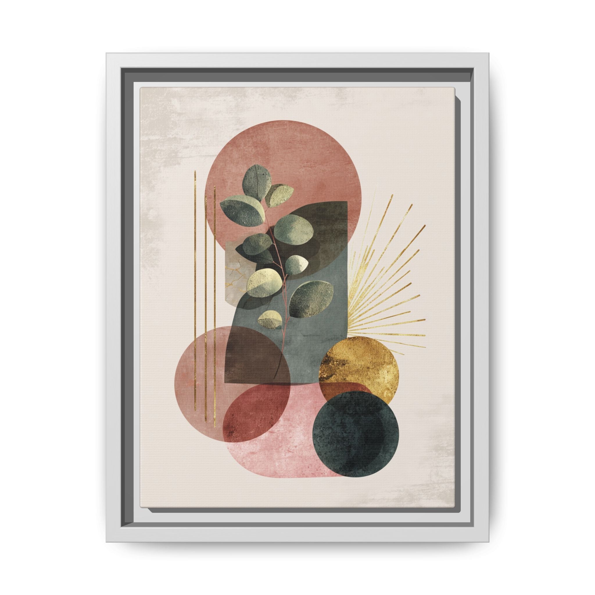 Botanical Geometric Symphony: Eucalyptus Harmony, Metallic Intersections, Modern Earth Tones   |   Custom Orders Accepted