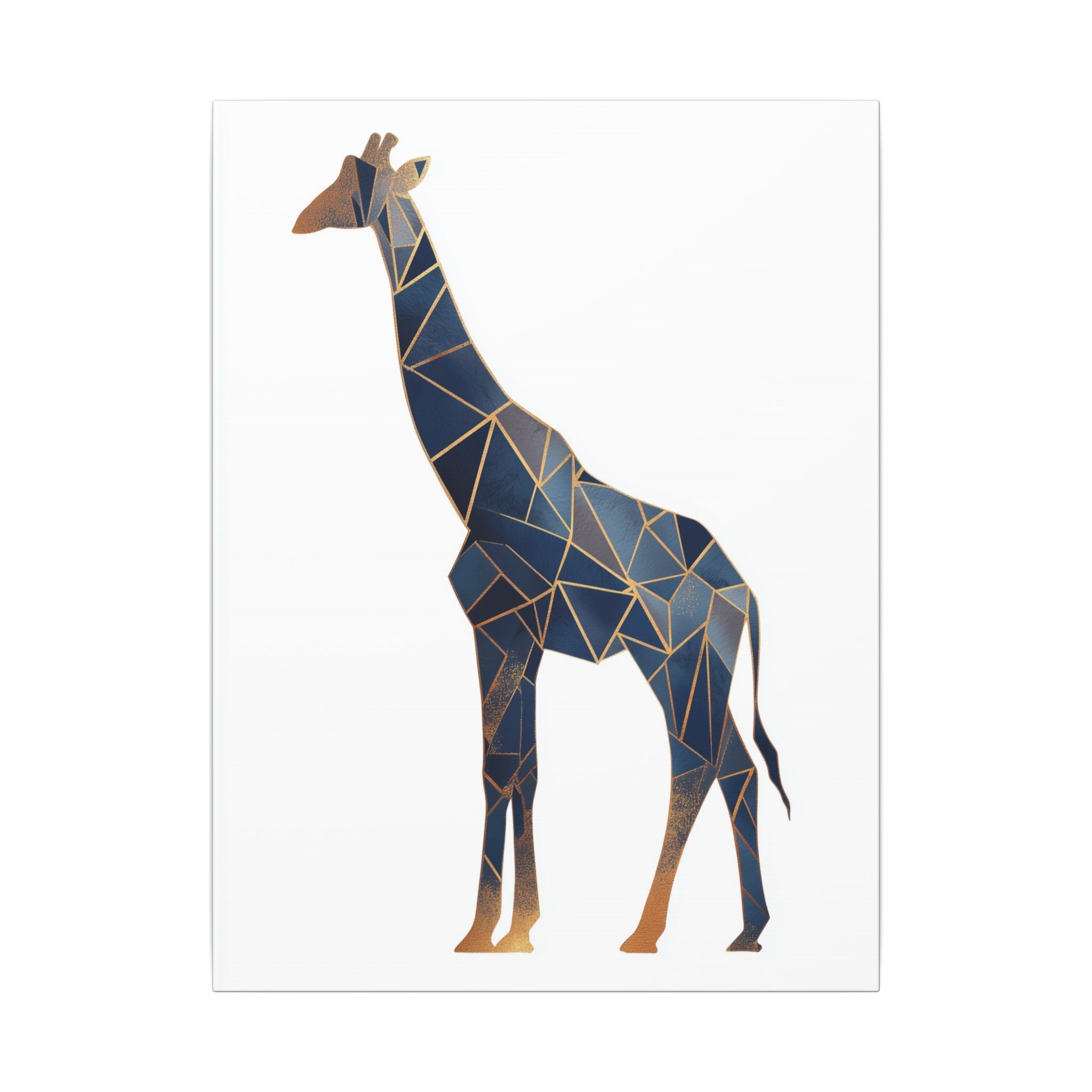 Prismatic Giraffe: Geometric Wildlife Art, Modern Mosaic Deconstruction, Angular Blue and Bronze Composition   |  Personalized & Custom