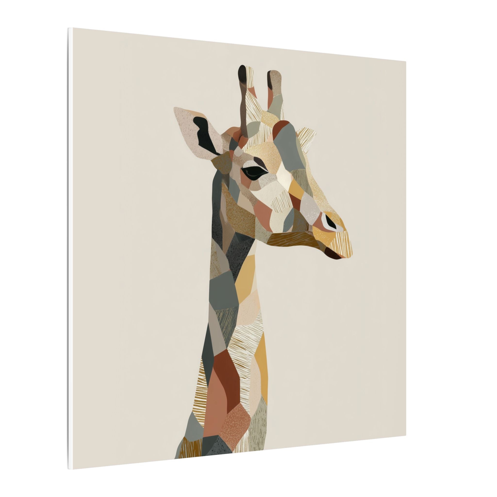 Geometric Giraffe: Modern Wildlife Art, Abstract Mosaic Portrait, Minimalist Earthtone Design   |  Personalized & Custom Orders Available