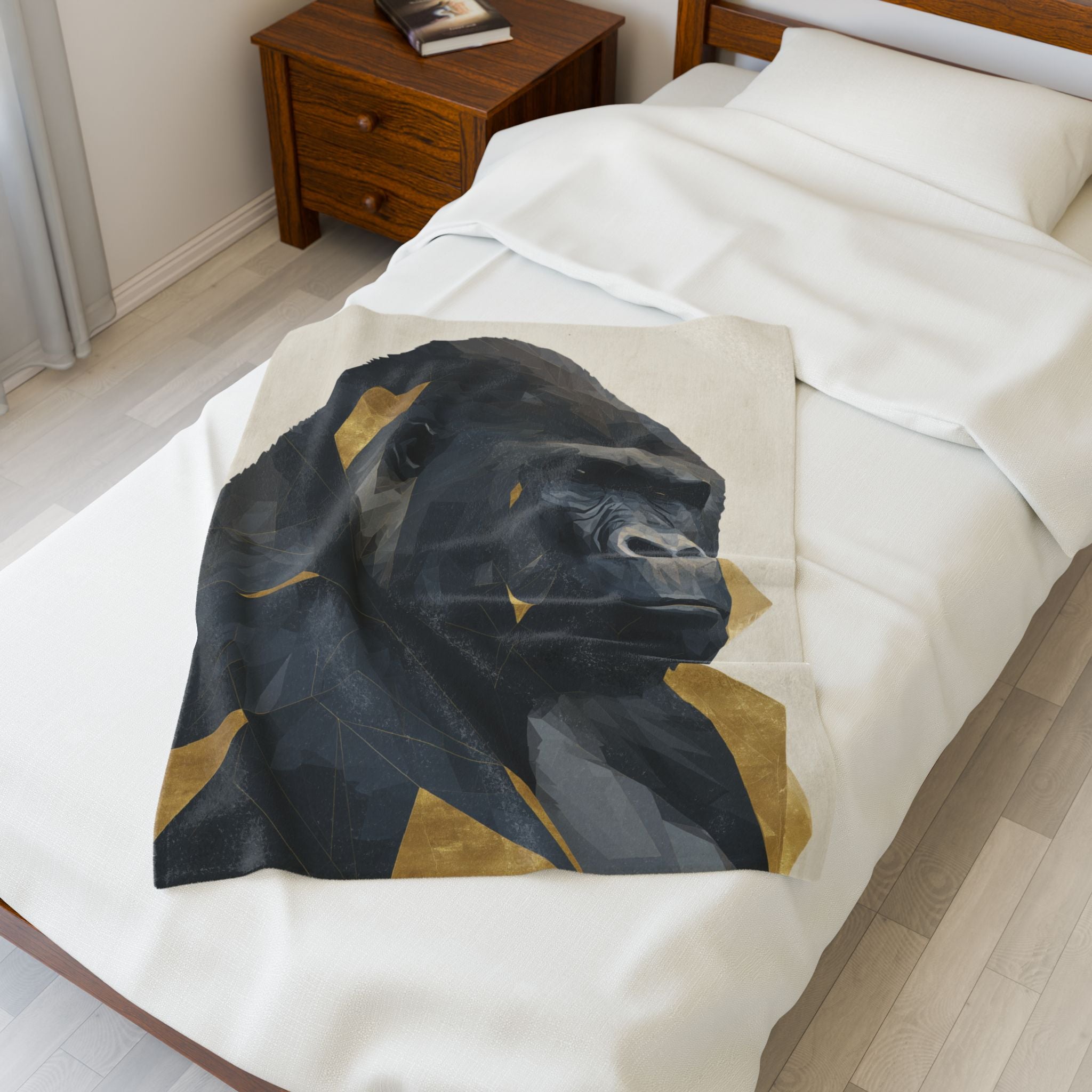 Geometric Gorilla Blanket : Low-Poly Wildlife Art, Contemporary Animal Illustration   |  Personalized & Custom Orders
