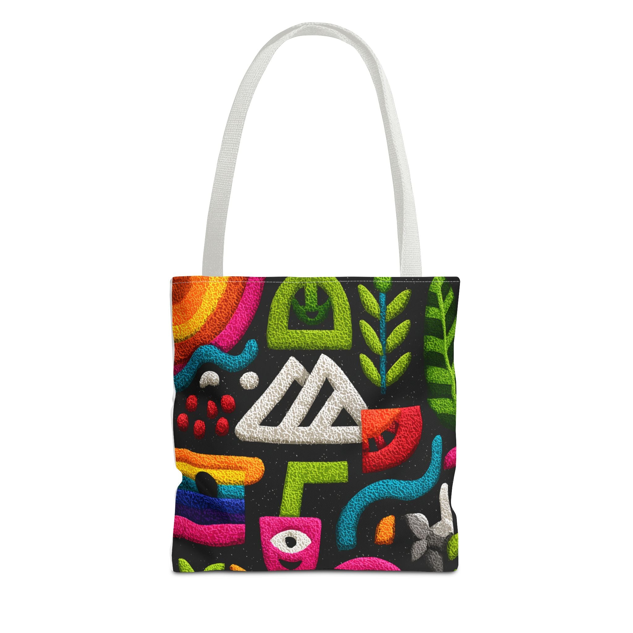 Colorful AOP Tote Bag, Vibrant Art Tote, Eco-Friendly Shopping Bag, Trendy Beach Bag, Unique Gift for Art Lovers