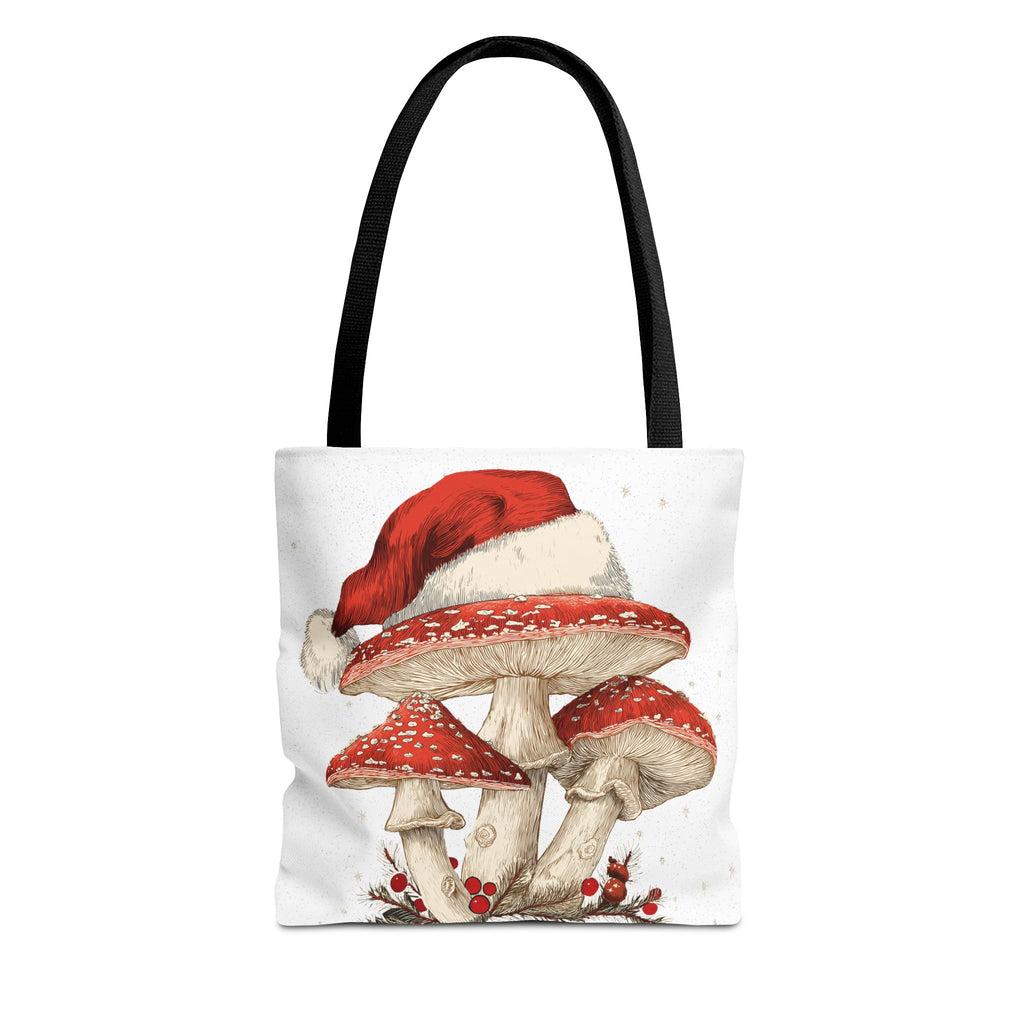 Whimsical Mushroom Christmas Tote Bag (AOP)  |  Stoner Gifts , Magic Mushrooms
