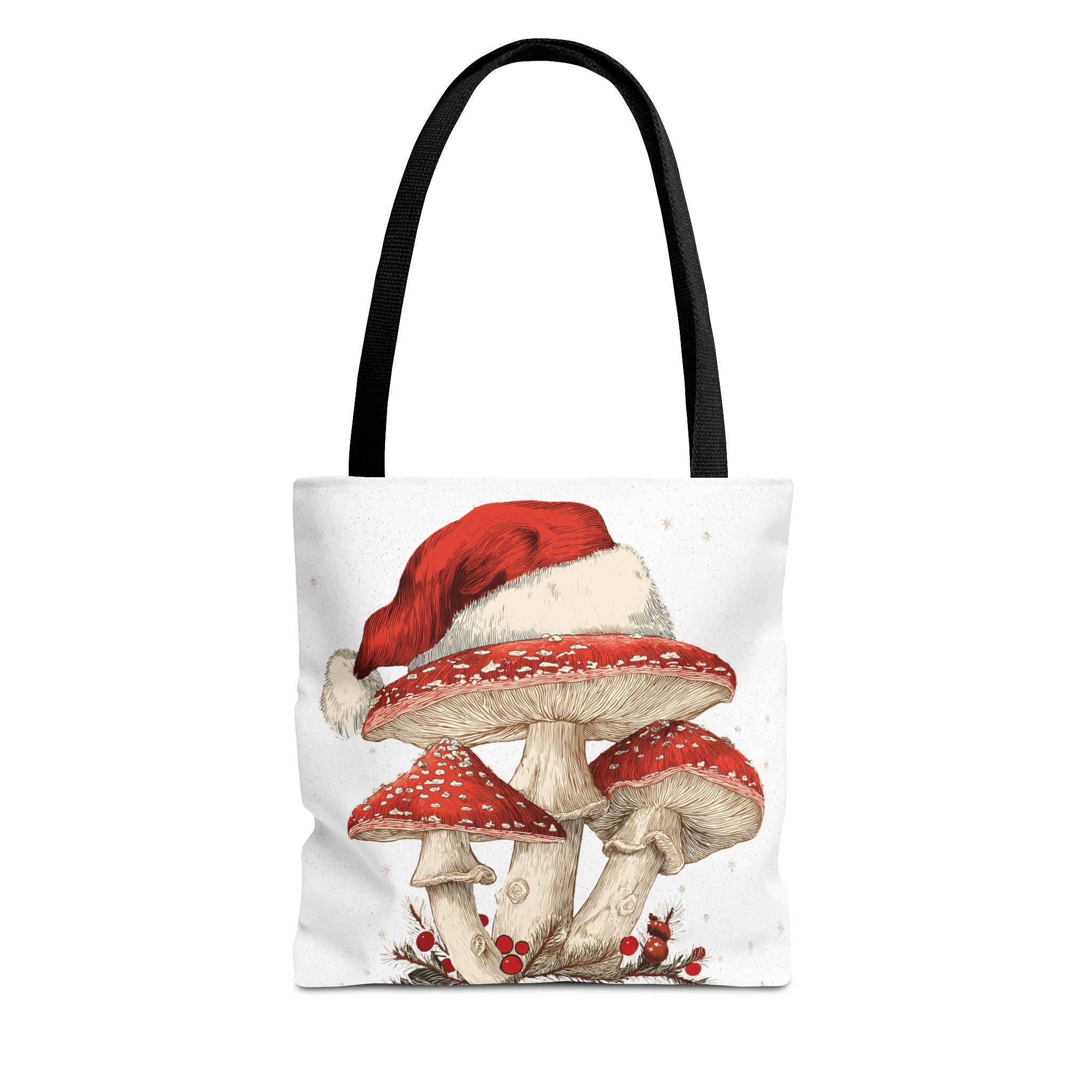 Whimsical Mushroom Christmas Tote Bag (AOP)  |  Stoner Gifts , Magic Mushrooms