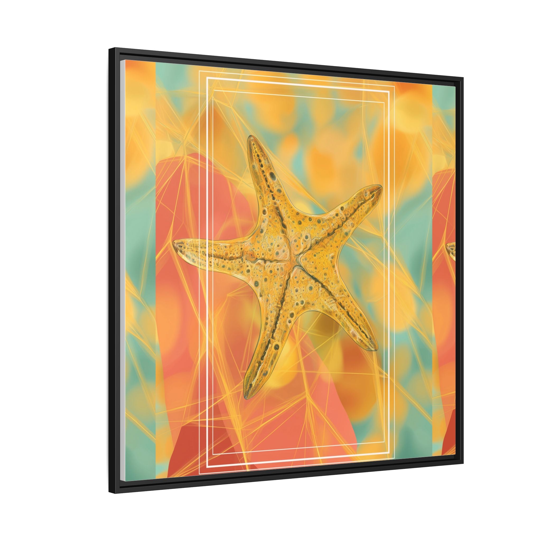 Celestial Starfish: Marine Geometry in Golden Hues, Tropical Oceanic Texture   |    Custom Orders Available