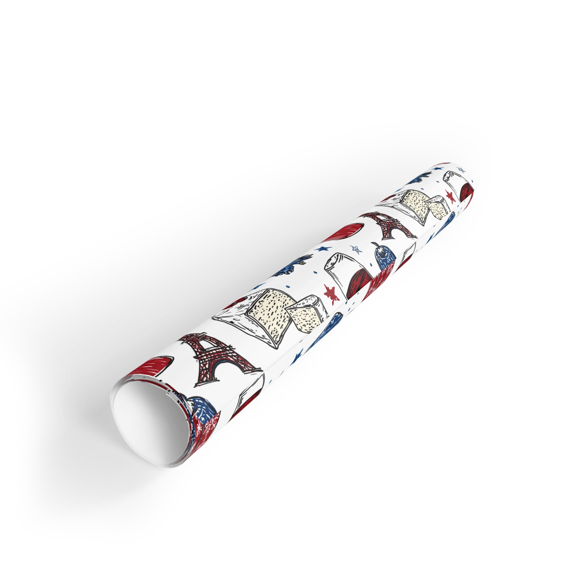 Wrapping Paper Rolls, French Themed Christmas Gift Wrap, Wine and Cheese Design, Holiday Wrap, Christmas Present Wrap, Holiday Paper, French