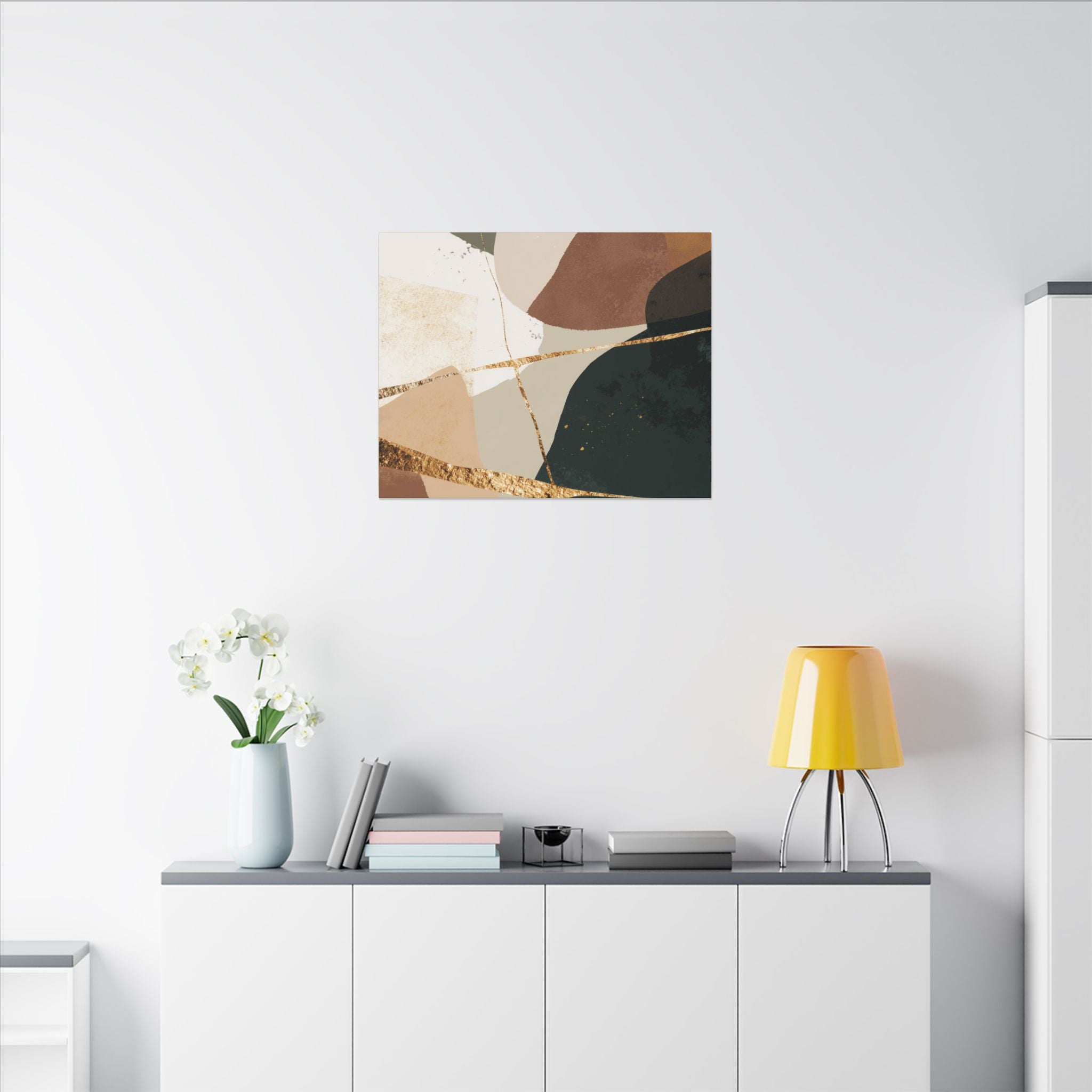 Canvas Print, Abstract Earthy Gold Wall Art, Modern Designer Home Decor, Stretched Matte Canvas; Thick, Multi-Size, Office Decor