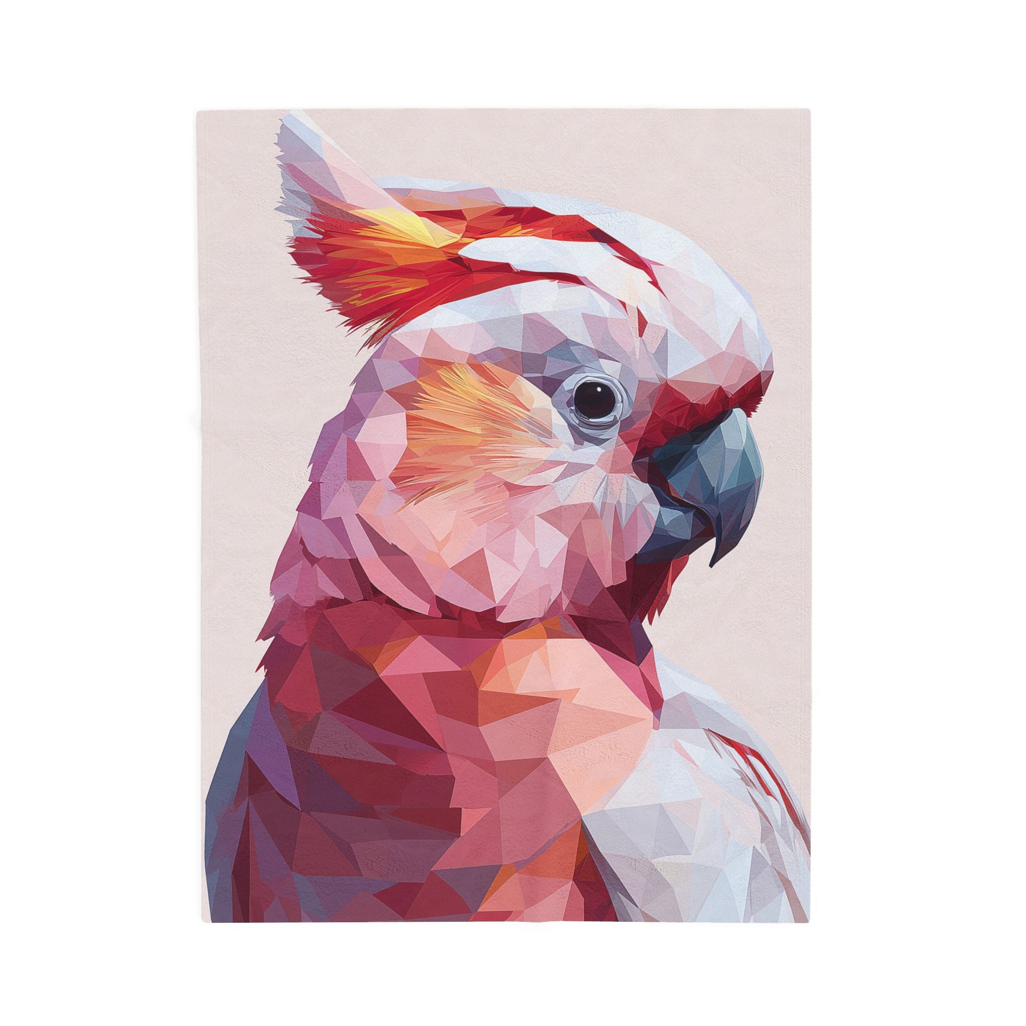 Prismatic Cockatoo Quilt Cover, Doona Cover, Duvet : Geometric Bird Portrait, Modern Polygon Art Style   |    Custom Orders Available