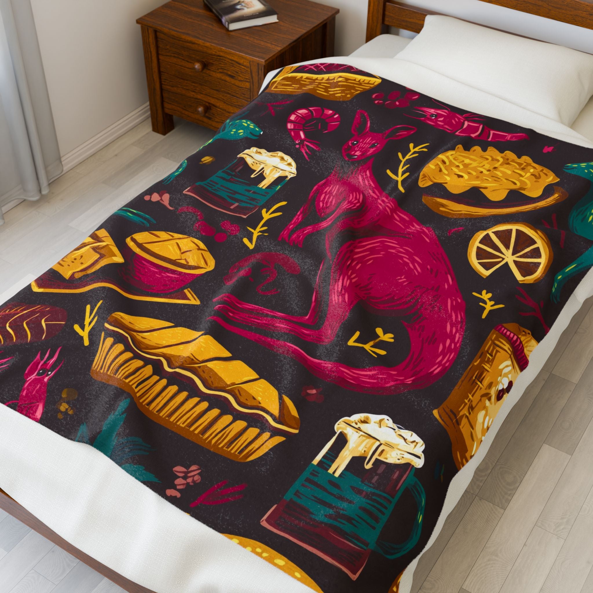 Kangaroo Culinary Carnival: Whimsical Food Illustration, Bold Graphic Art Style   |   Custom Orders Accepted