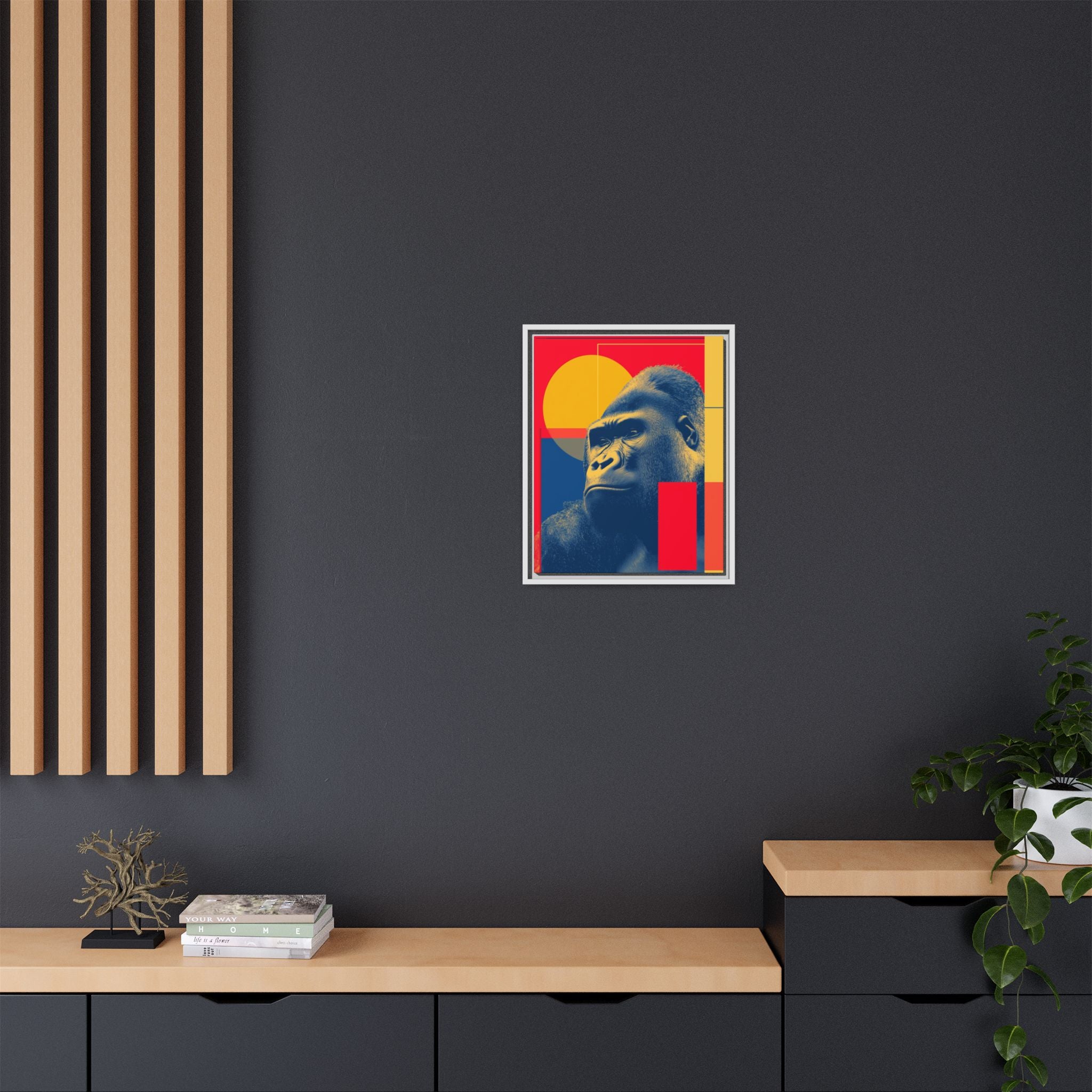 Primal Geometry: Gorilla Portrait in Blue and Yellow, Pop Art Graphic Design   |  Personalized & Custom Orders Available