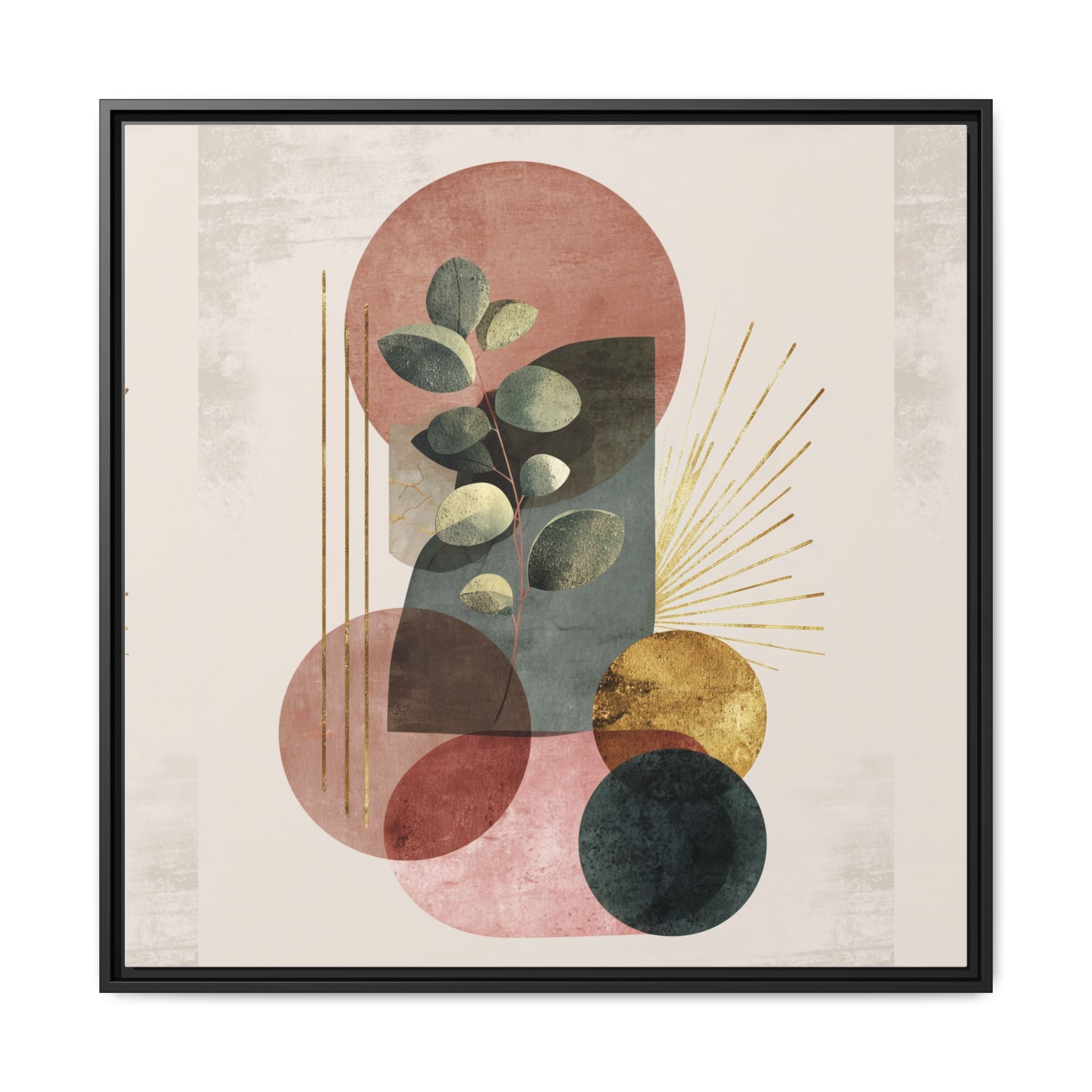 Botanical Geometric Symphony: Eucalyptus Harmony, Metallic Intersections, Modern Earth Tones   |   Custom Orders Accepted