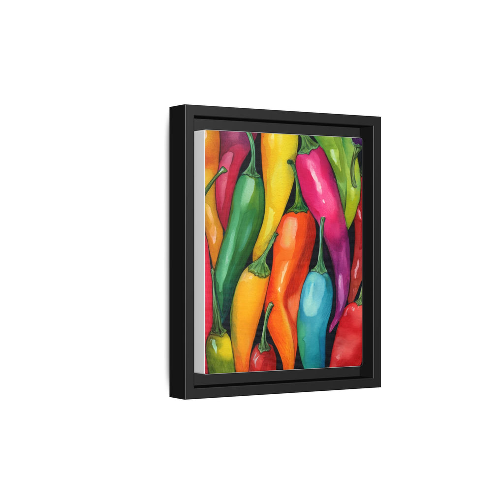 Colorful Chili Pepper Framed Canvas Print — Vibrant Kitchen Wall Art