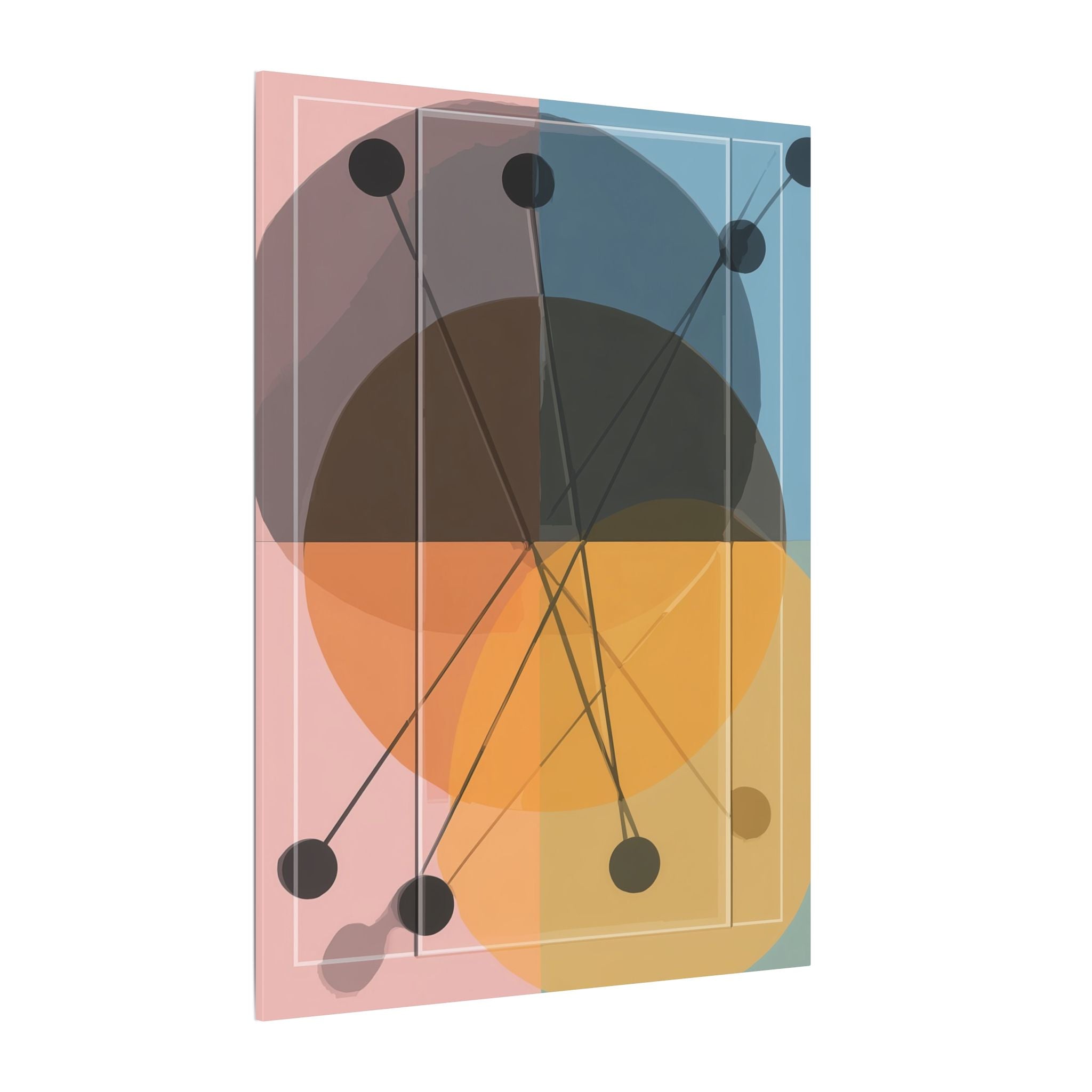 Interconnected Geometries: Pastel Circles in Motion, Mid-Century Modern Design, Abstract Bauhaus Composition   |   Custom Orders Accepted