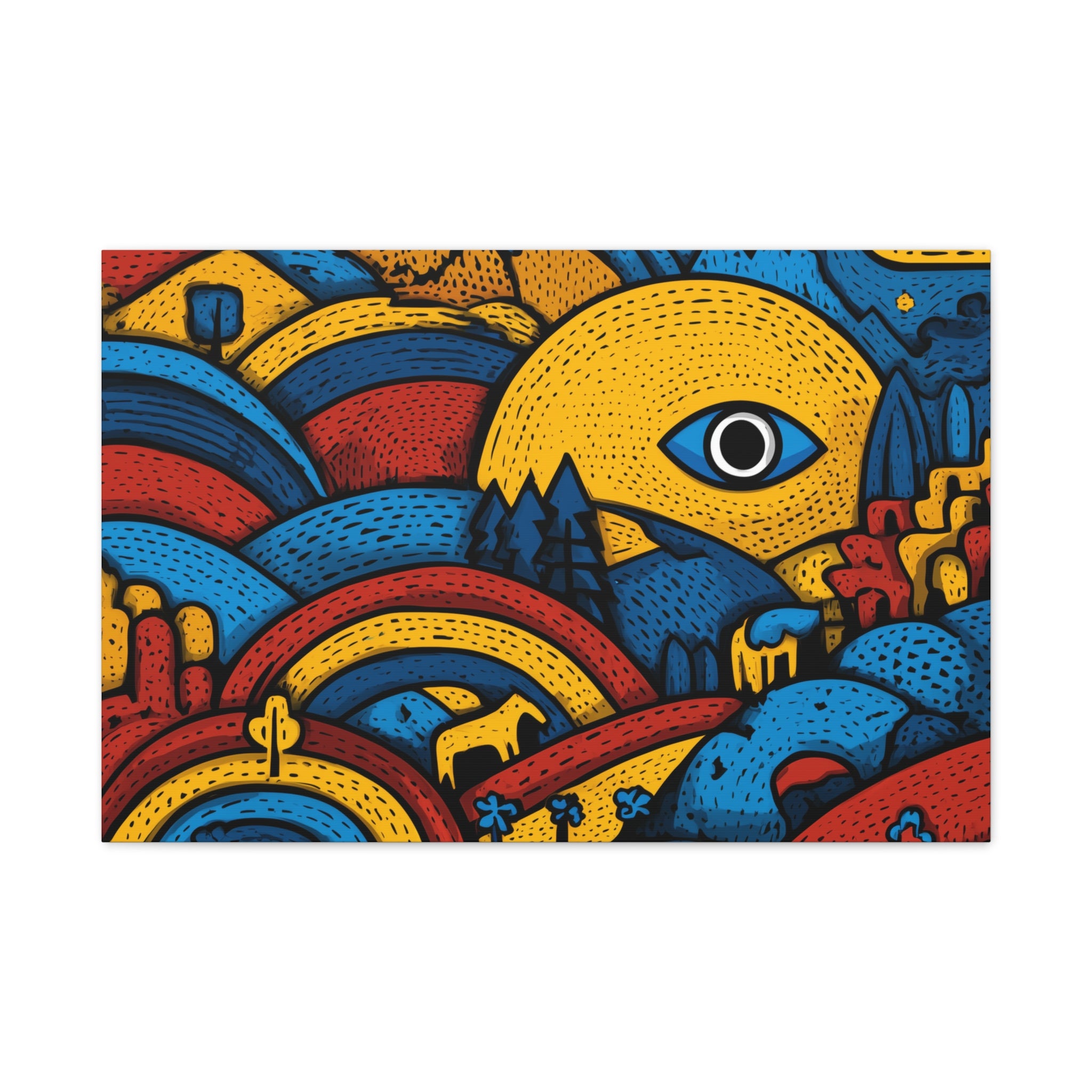 Colorful Landscape Canvas Artwork, Abstract Wall Decor, Home Wall Art, Boho Decor, Eye-catching Art for Living Room