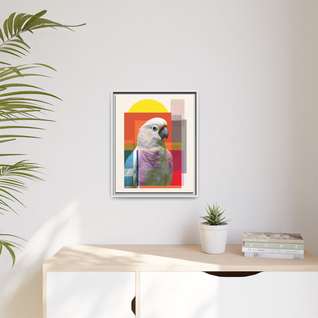 Cockatoo Chromatics Framed Print: Geometric Wildlife Portrait, Contemporary Art Print   |  Personalized & Custom Orders Available