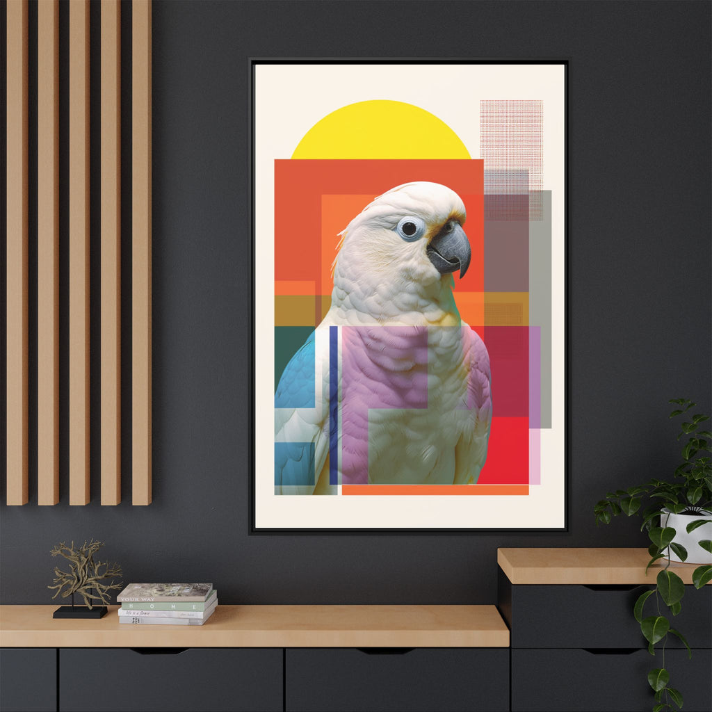Cockatoo Chromatics Framed Print: Geometric Wildlife Portrait, Contemporary Art Print   |  Personalized & Custom Orders Available