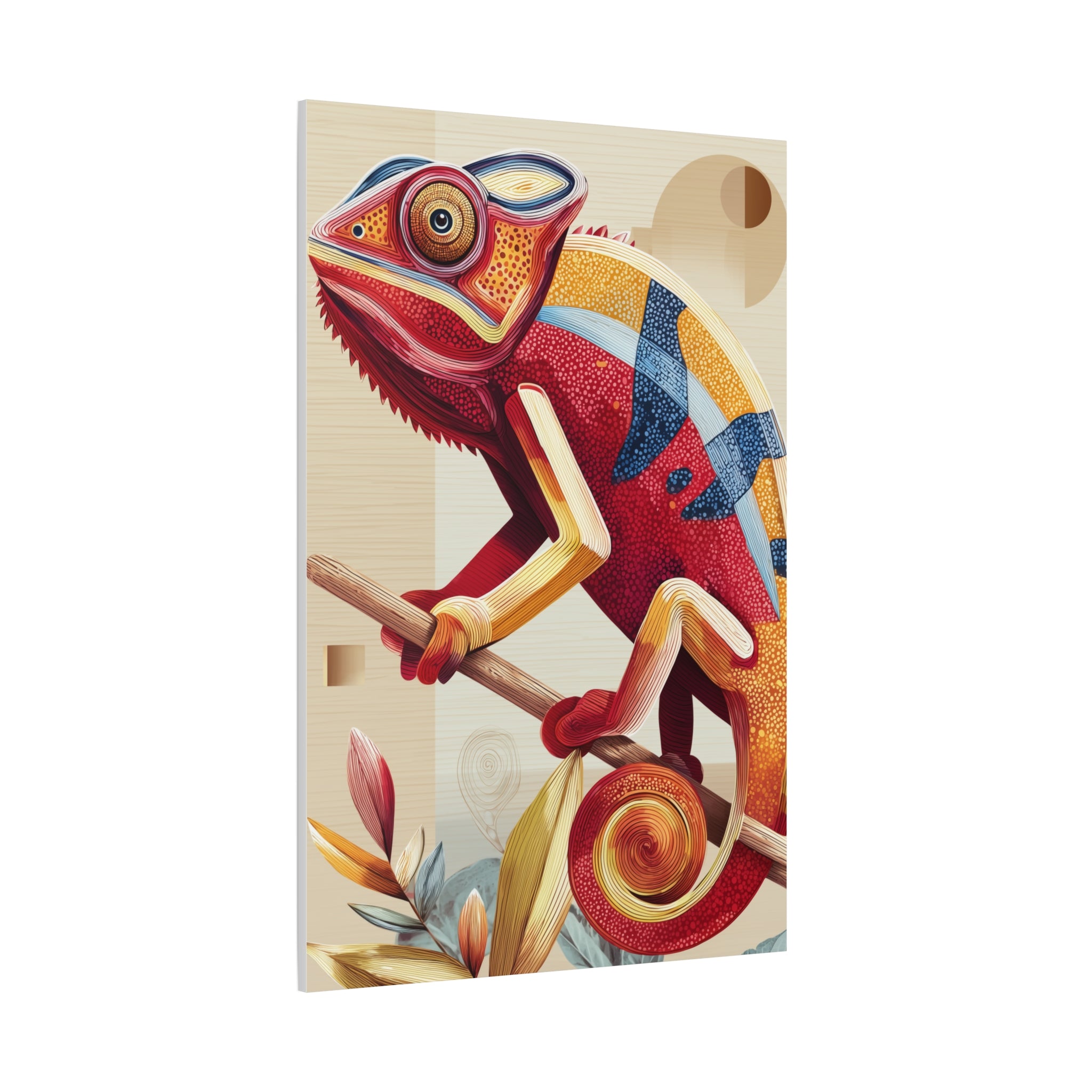 Chameleon Canvas Print, pastel geometric chameleon wall art, Home Decor, Office Decor, Gift for Her, Unique Artwork, Teen Room Decor