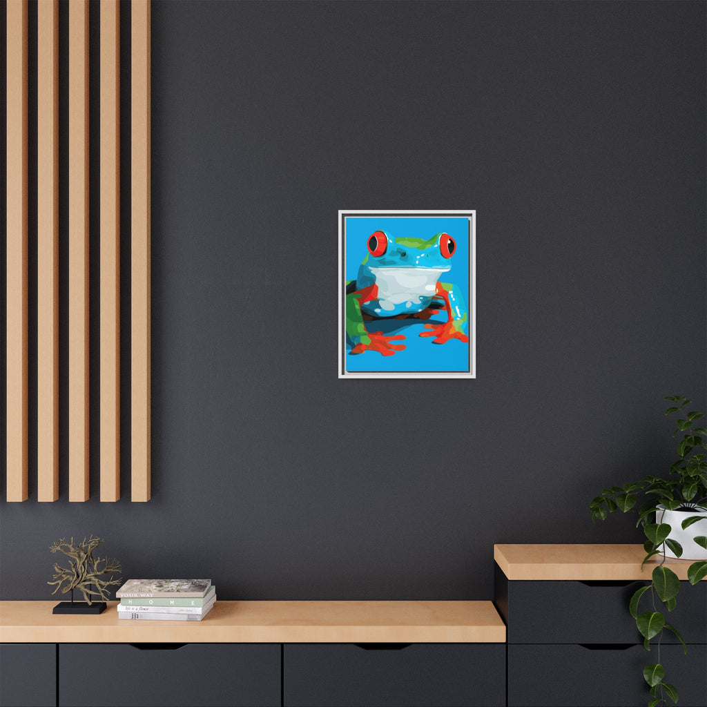 Red-Eyed Green Tree Frog Framed Print : Graphic Design, Pop Art Amphibian Portrait   |  Personalized & Custom Orders Available