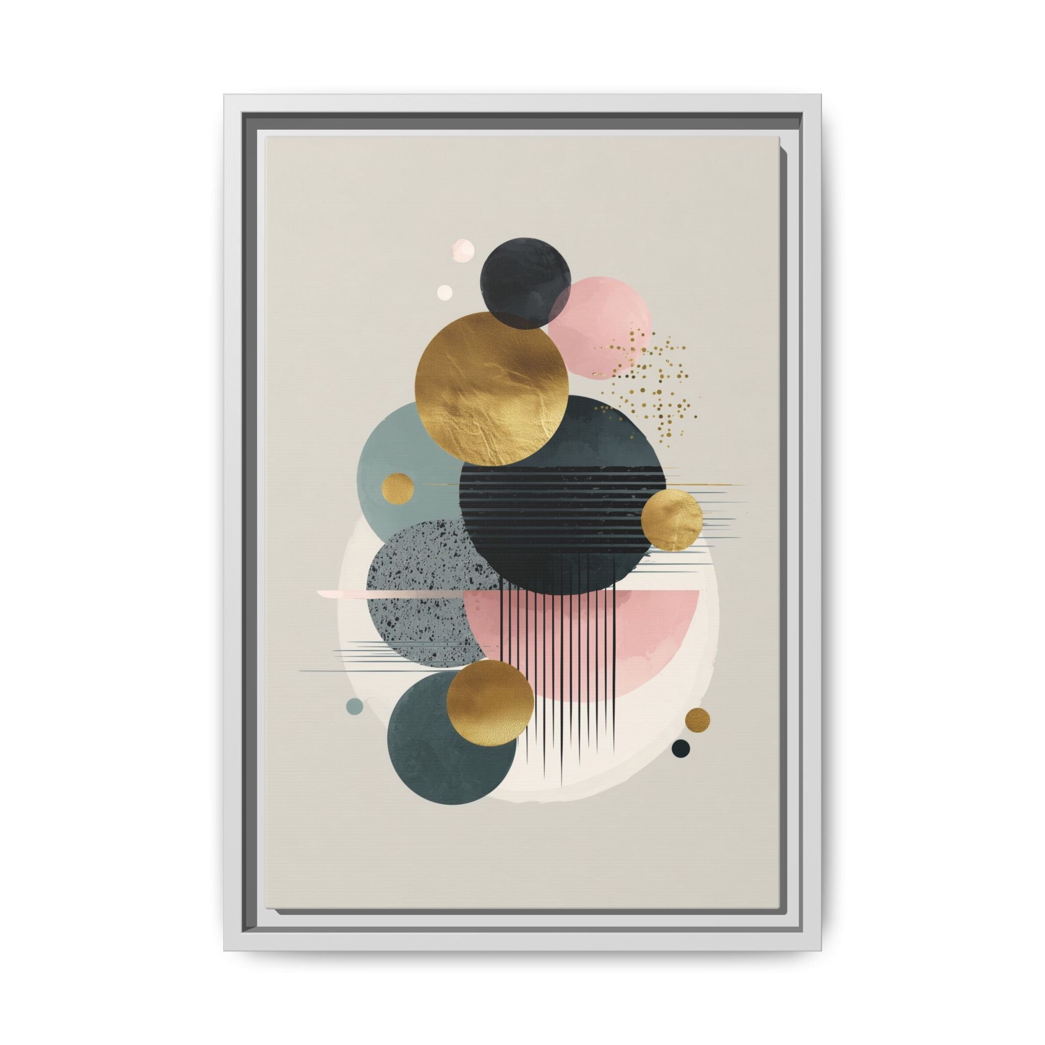 Geometric Harmony: Intersecting Circles, Mid-Century Modern Design, Abstract Metallic Composition   |   Custom Orders Accepted