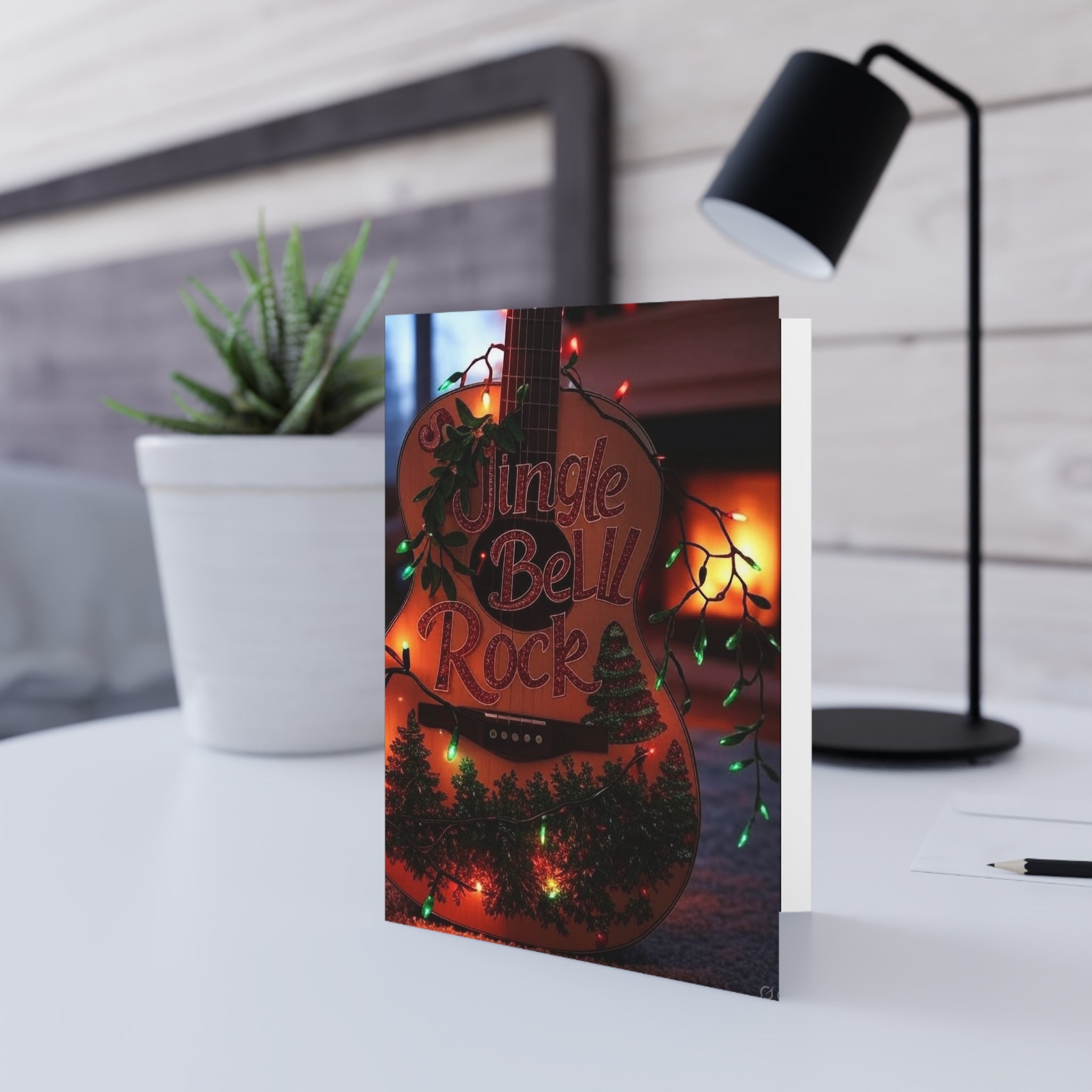 Jingle Bell Rock & Roll, Rock Themed Greeting Card for Christmas , Holiday Gift Christmas, Festive Note Cards,