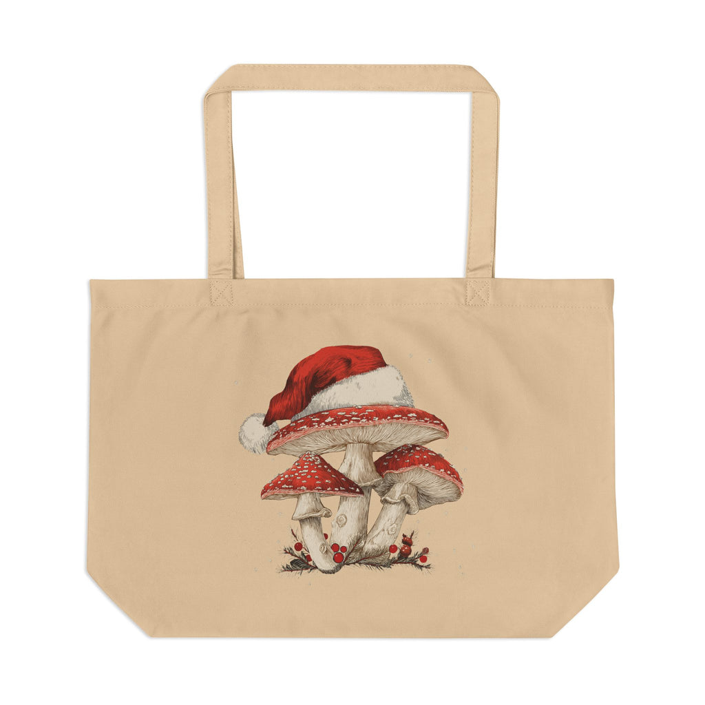 Large Whimsical Mushroom Christmas Eco Tote Bag   | Magic Mushroom Gift , Gift for Stoners