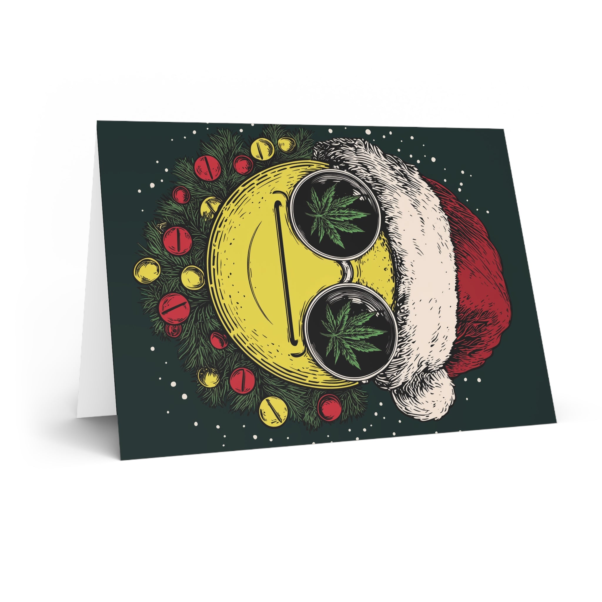 Copy of Festive Cannabis Greeting Cards, Holiday Cards, Unique Christmas Greetings, Smiley Gift Cards, Funny Seasonal Cards