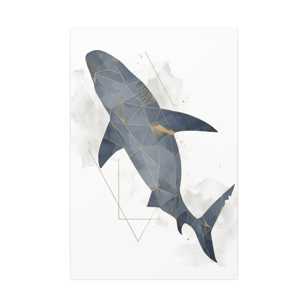 Apex Predator: Geometric Marine Portrait, Triangular Mosaic Design, Blue-Gray Shark Art   |  Personalized & Custom Orders Available