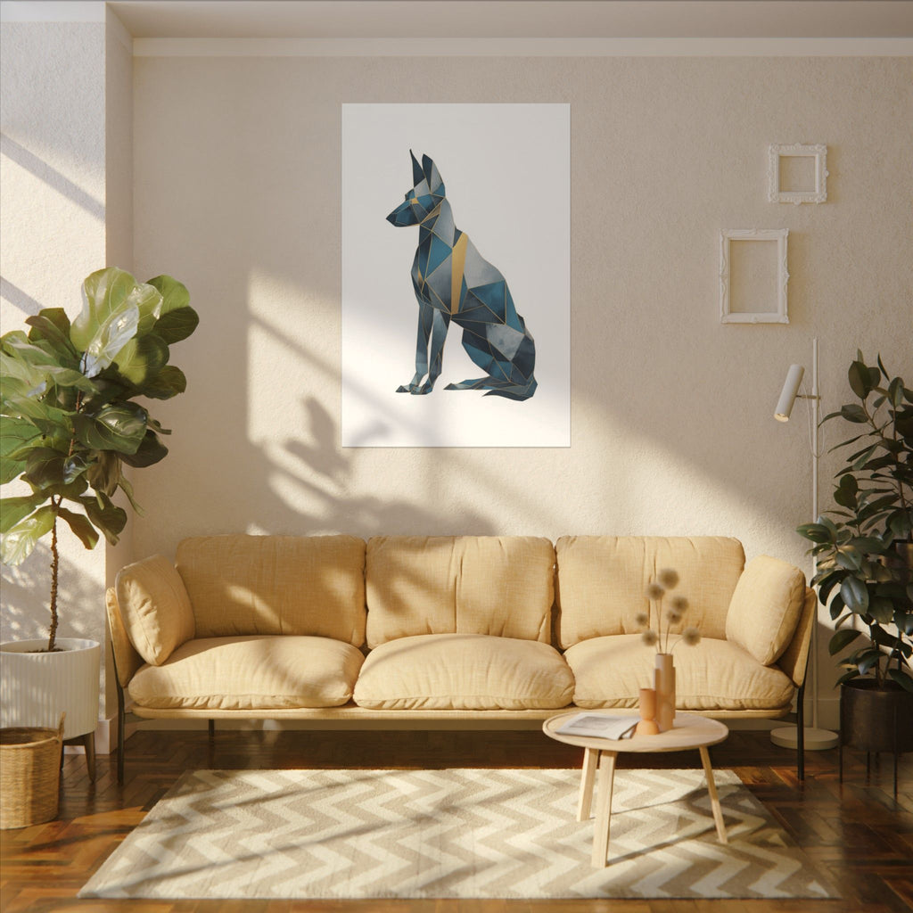 Crystalline Canine: Geometric Dog Portrait, Digital Art Polygon Style, Modern Architectural Animal Design   |  Personalized & Custom Orders