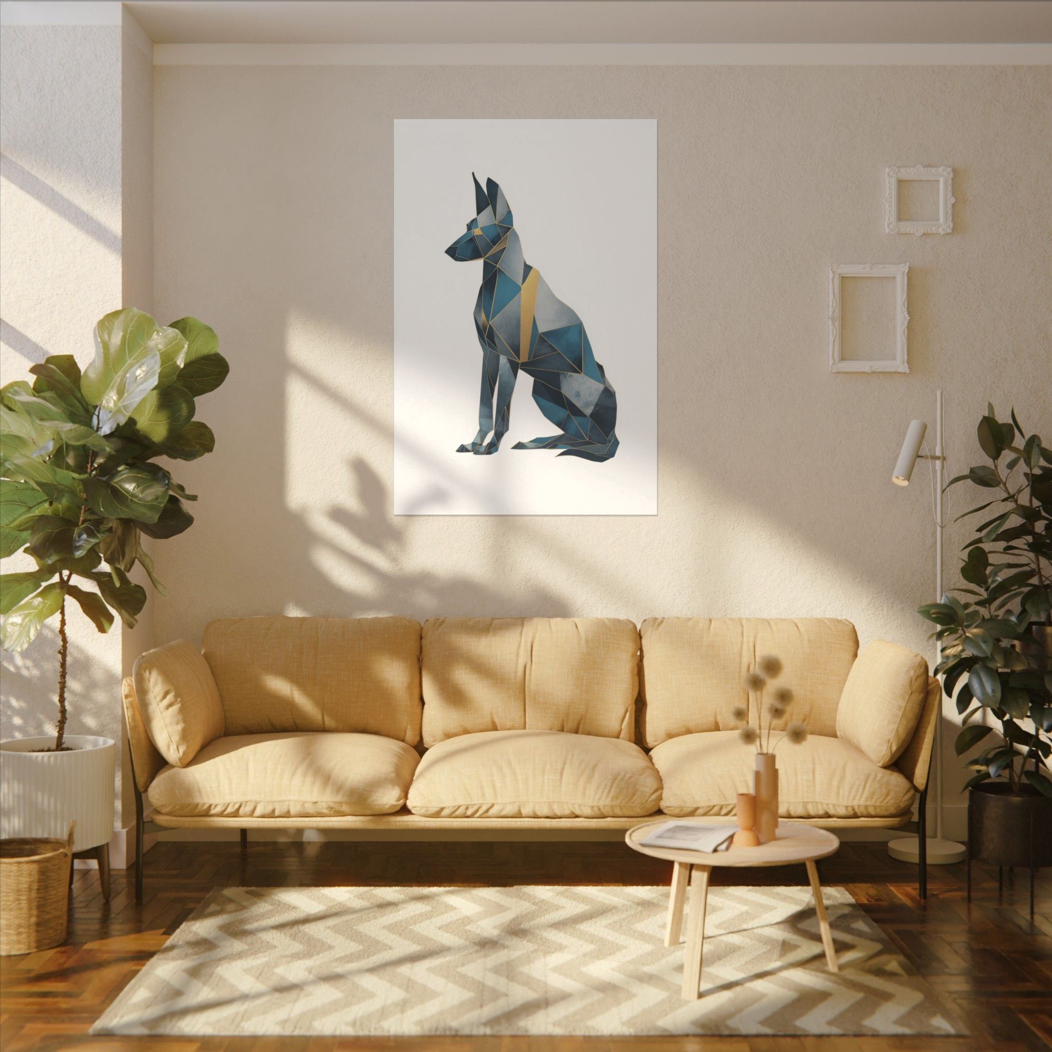 Crystalline Canine: Geometric Dog Portrait, Digital Art Polygon Style, Modern Architectural Animal Design   |  Personalized & Custom Orders