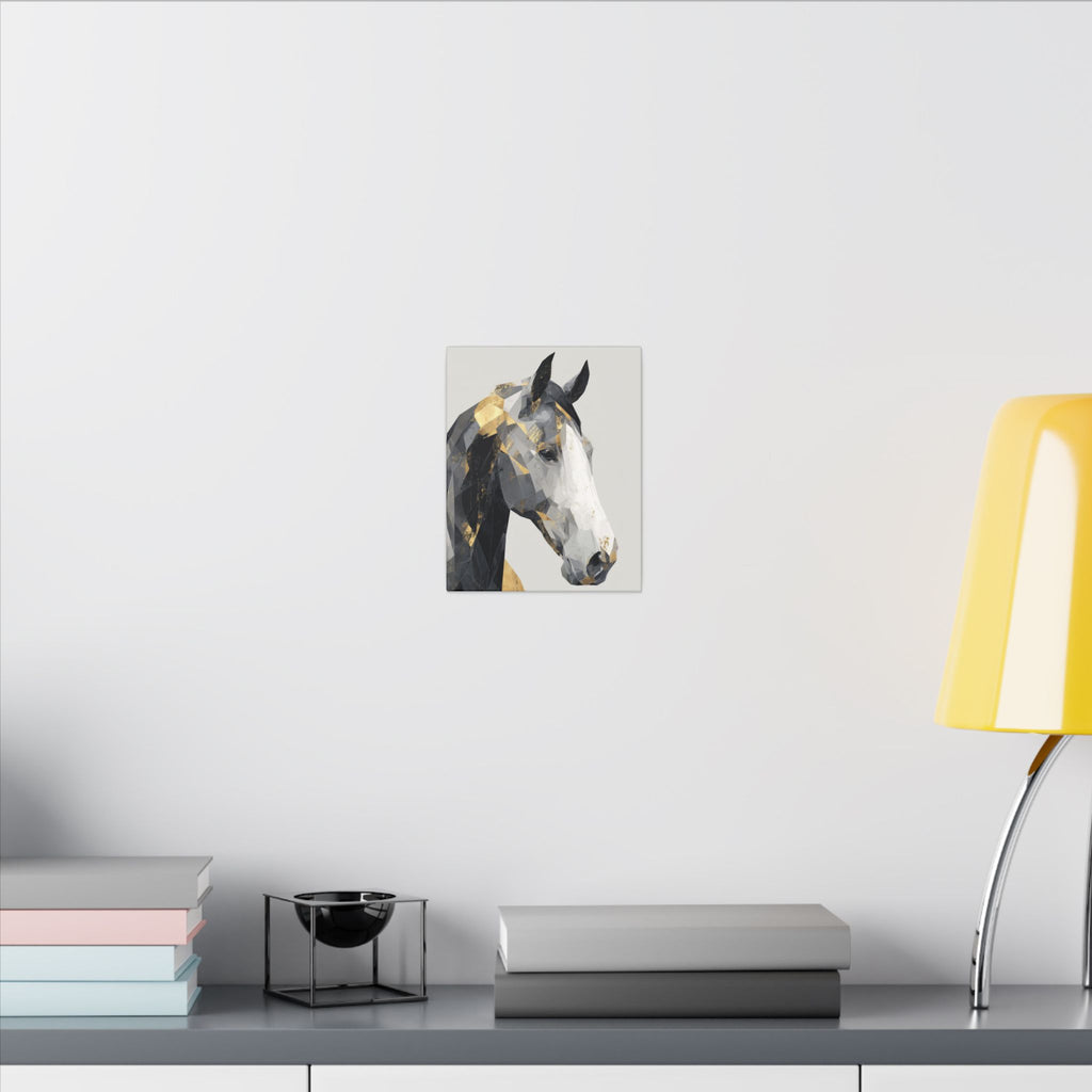 Fractal Equine: Geometric Horse Portrait, Digital Mosaic Artwork, Metallic Angular Design   |  Personalized & Custom Orders Available