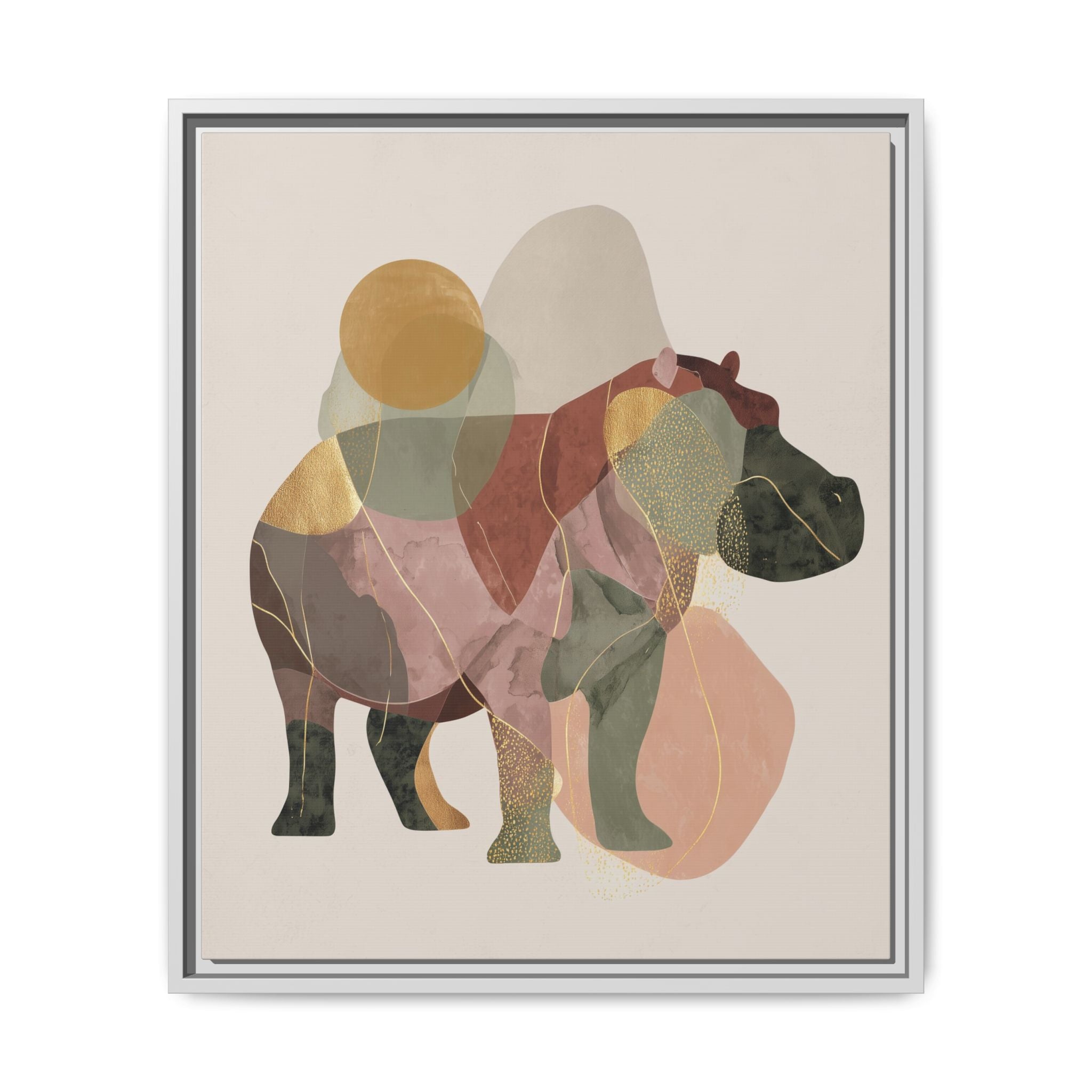 Geometric Hippo: Abstract Animal Art, Modern Watercolor Shapes   |  Personalized & Custom Orders Available