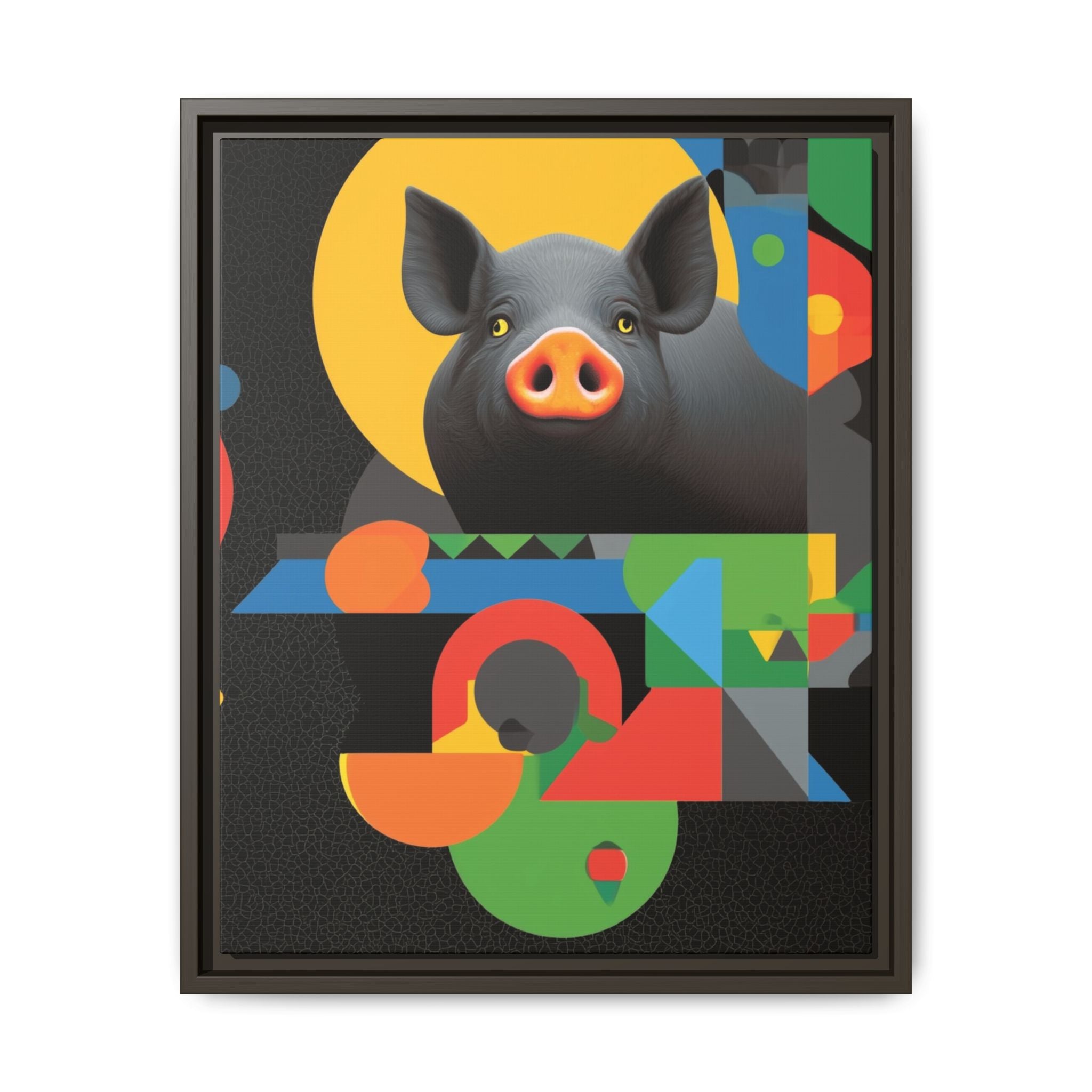 Geometric Pig Poster: Abstract Graphic Design, Colorful Modernist Composition   |    Custom Orders Available