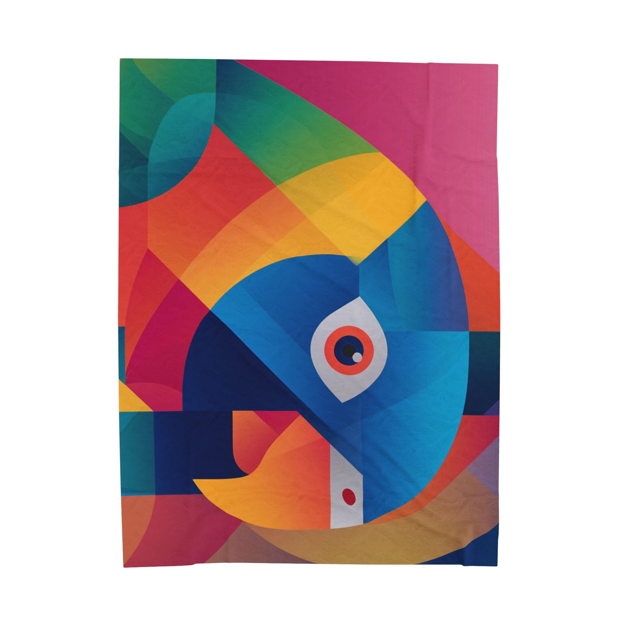 Cubist Parrot Quilt Cover, Doona Cover, Duvet : Geometric Avian Abstraction, Prismatic Color Palette   |    Custom Orders Available