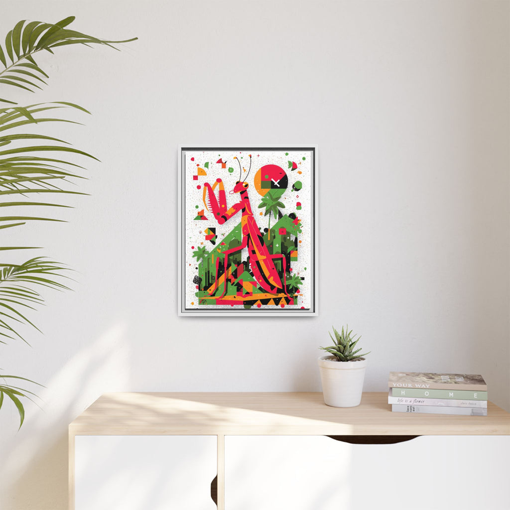 Praying Mantis in Bloom: Geometric Insect Portrait, Abstract Digital Illustration   |    Custom Orders Available