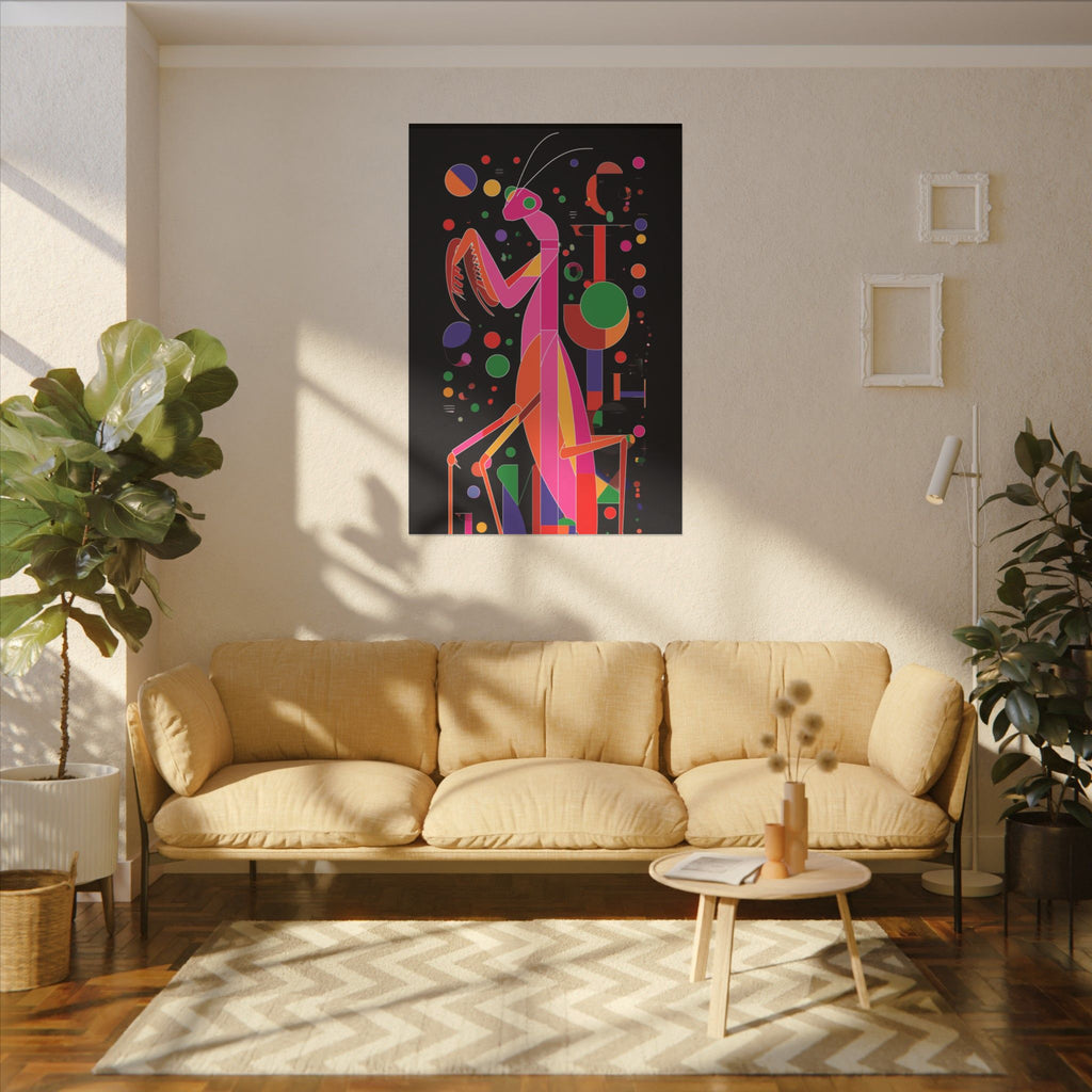 Geometric Mantis: Vibrant Abstract Insect Art, Modernist Design Collection   |    Custom Orders Available