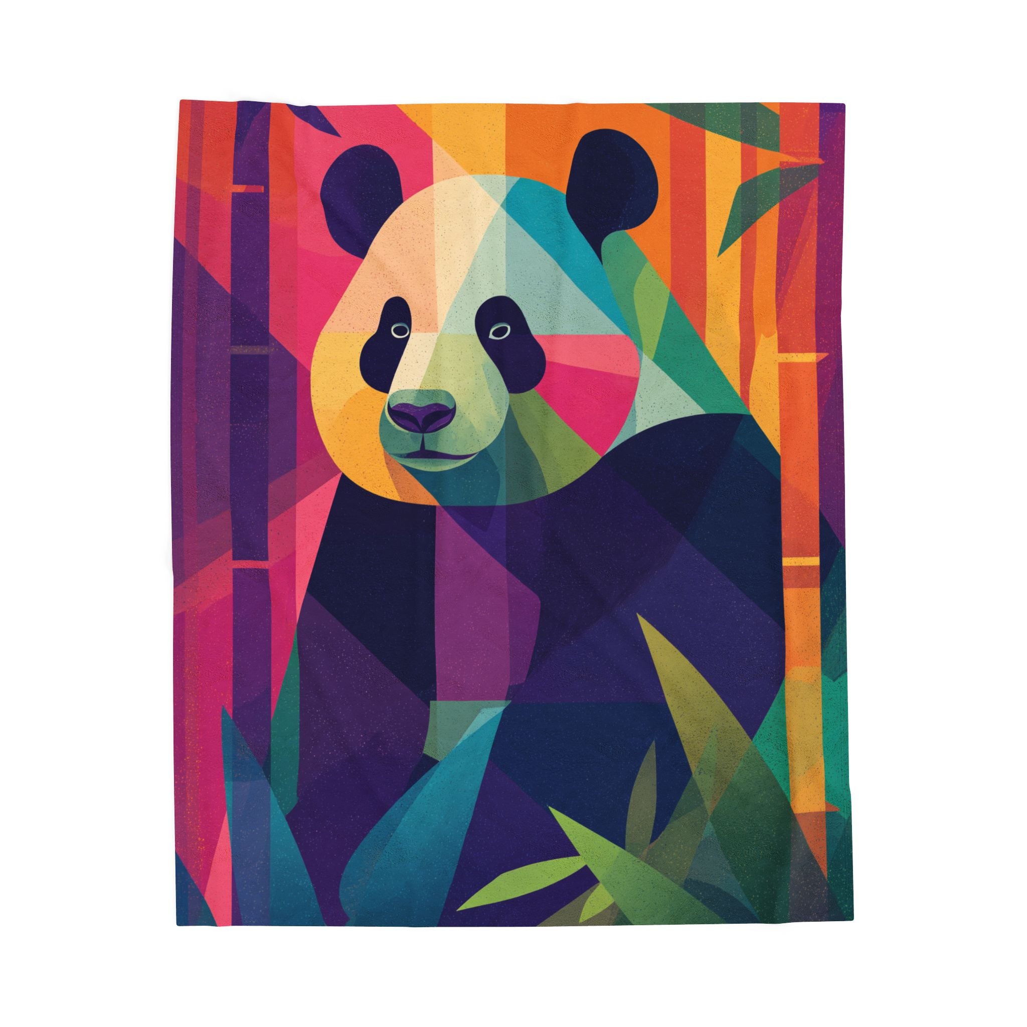 Chromatic Panda Blanket: Geometric Wildlife, Low-Poly Nature, Vibrant Color Palette   |  Personalized & Custom Orders Available