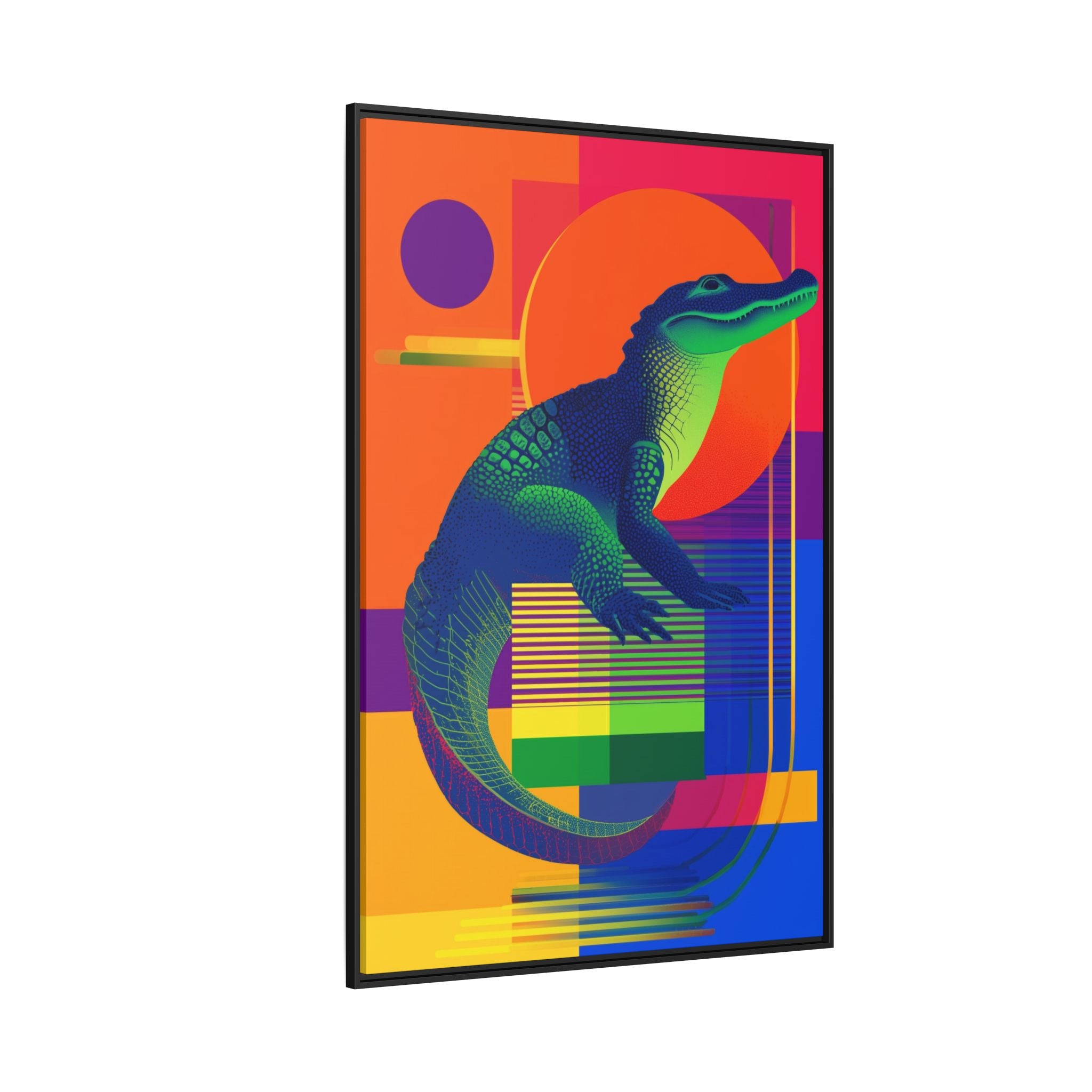 Geometric Alligator Framed Print: Pop Art Reptile, Vibrant Gradient Composition   |  Personalized & Custom Orders Available